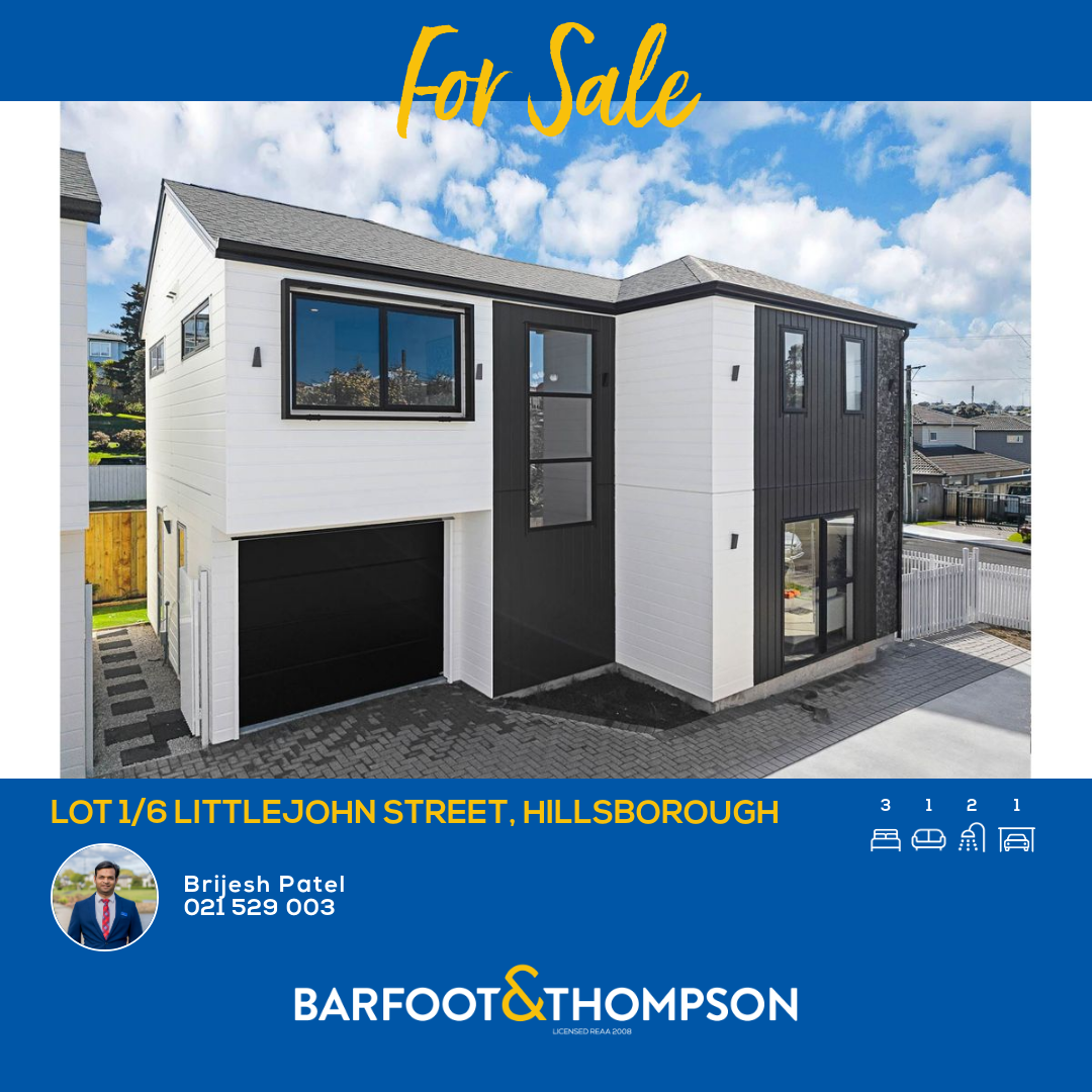 Brijesh Patel Barfoot & Thompson Facebook ad: Lot 1/6 Littlejohn Street, Hillsborough