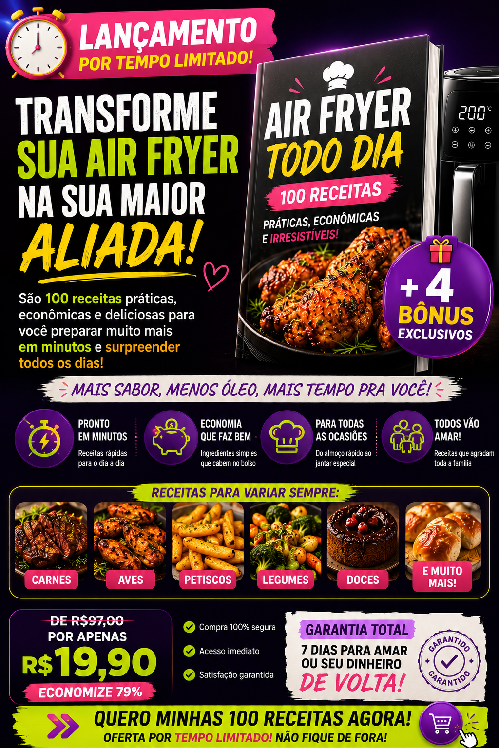 Ana Carolina Facebook ad: 100 Receitas para Air Fryer por apenas R$ 19,90