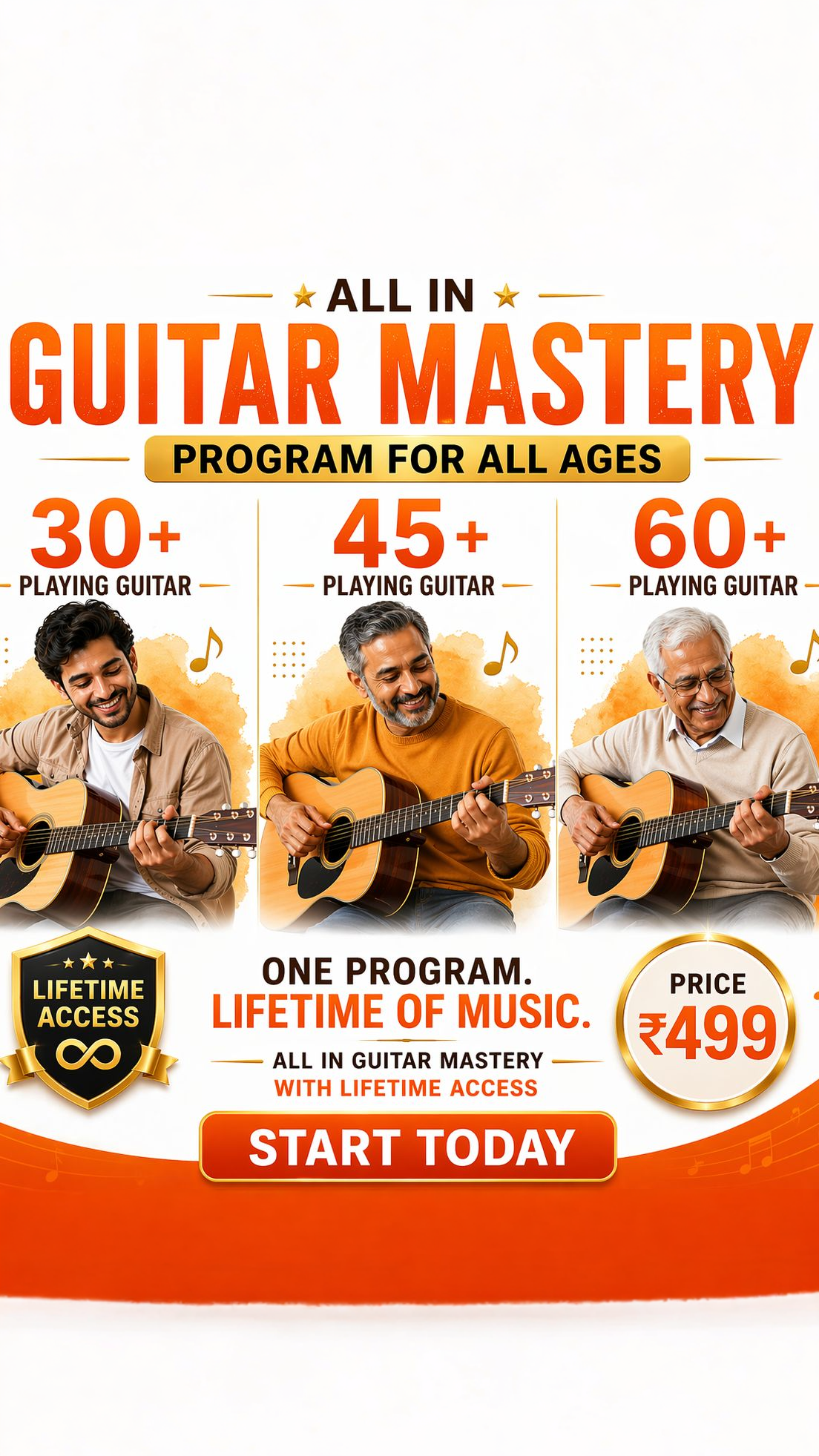 Triplet Guitar Lessons Facebook ad: Start your Guitar Playing Journey Today