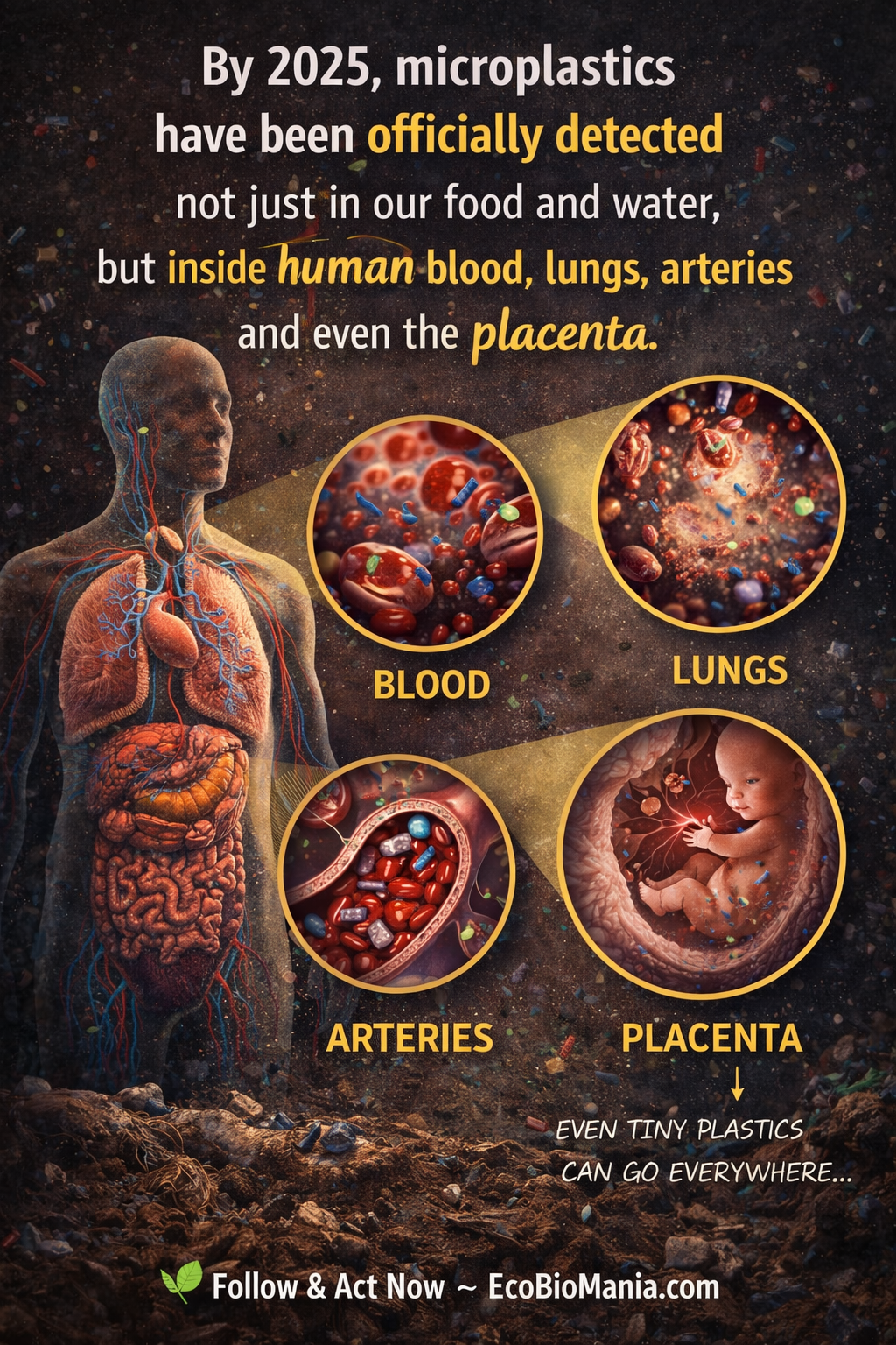 Ecobiomania Facebook ad: Plastic in your blood.