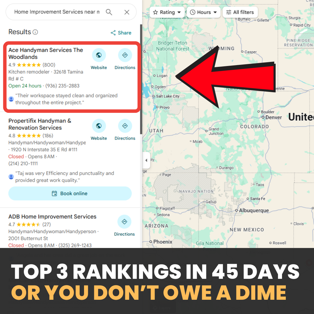 Ian Strombsky Facebook ad: Top 3 Rankings in 45 Days, or You Don’t Owe a Dime