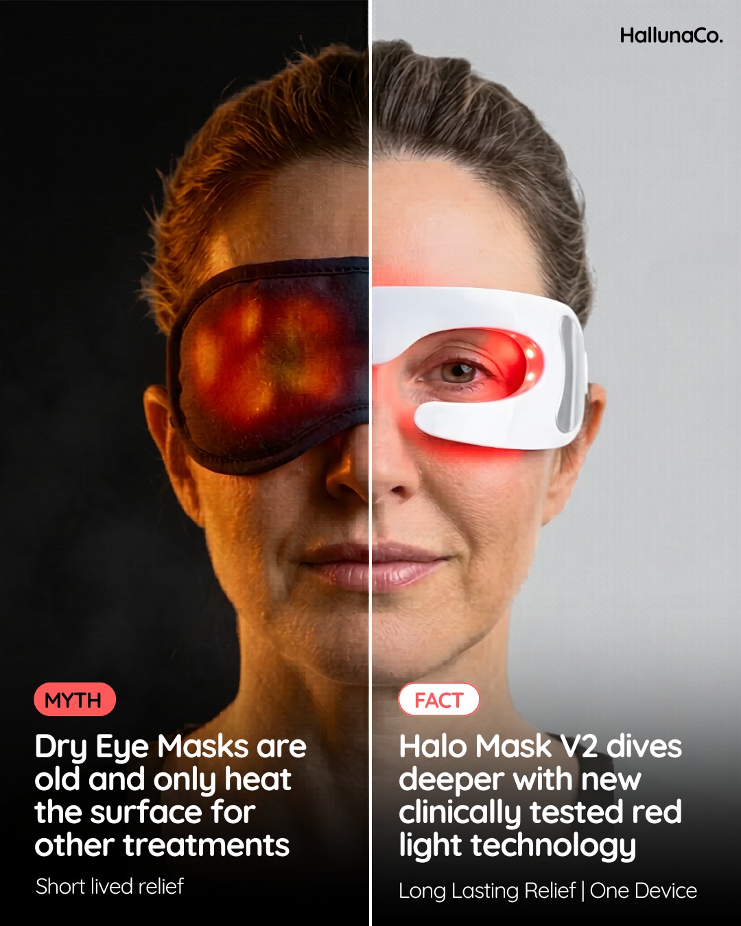 HallunaCo. Dry Eye Relief Facebook ad from May 13, 2026