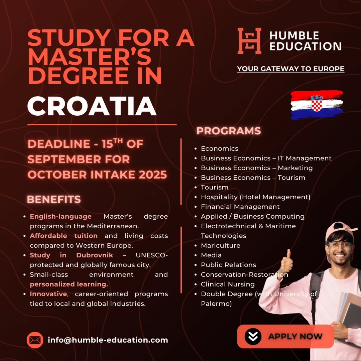Humble Education Facebook ad: Study for a Master’s Degree in English, in…