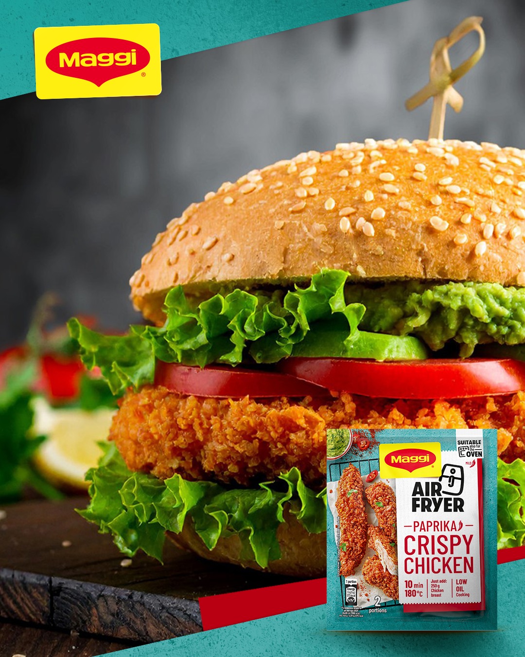 Maggi Facebook ad: Pikantni pileći hamburger iz friteze na vrući zrak…