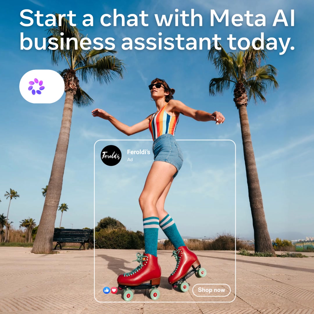 Meta for Business Facebook ad: Ask Meta AI business assistant.
