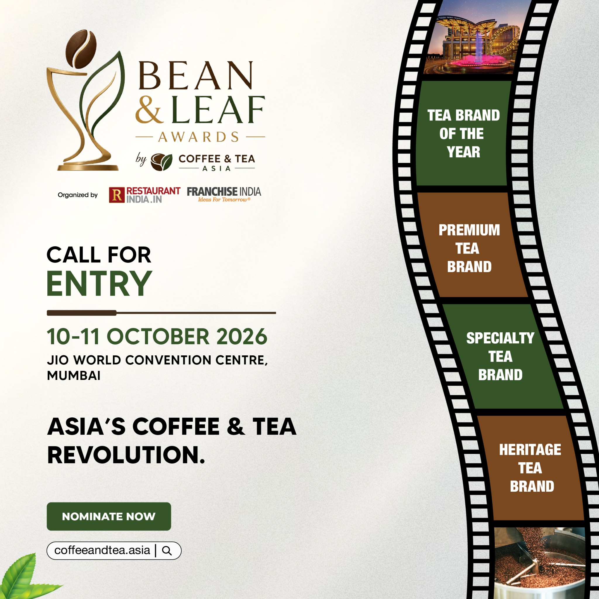 restaurantindia.in Facebook ad: Bean & Leaf Awards 2026 By Coffee & Tea Asia: Nominate Now!