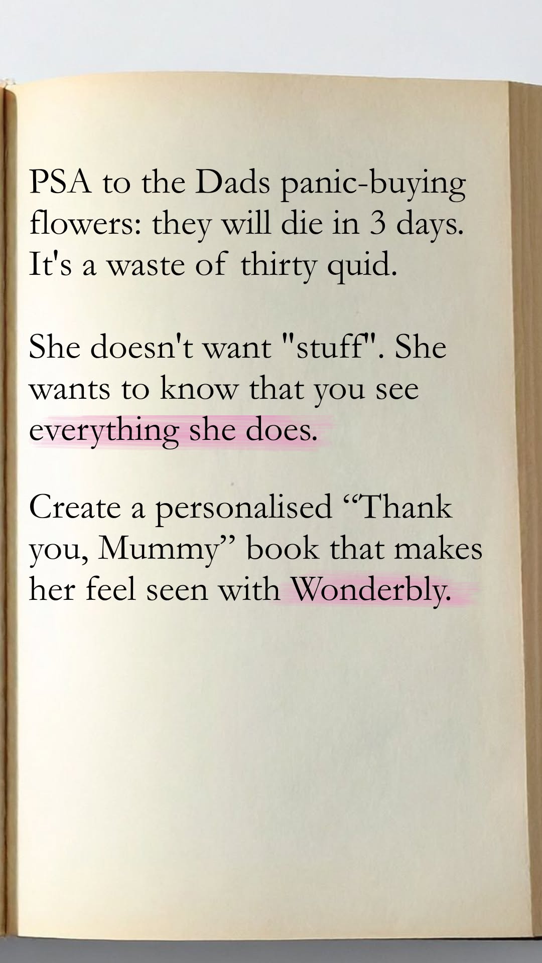 Wonderbly Facebook ad