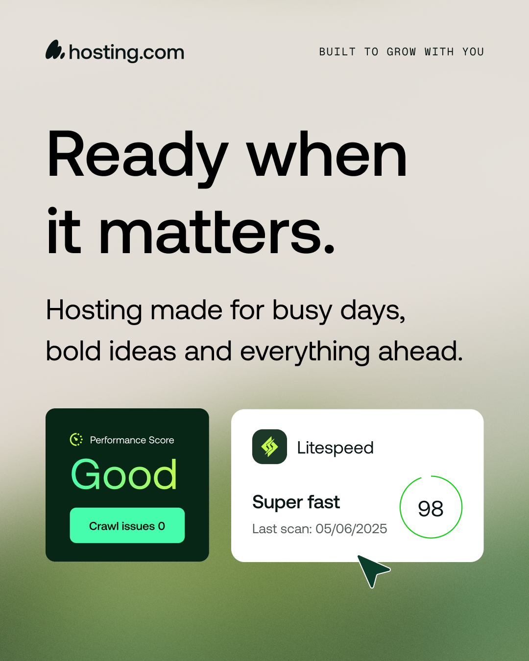 hosting.com Facebook ad: Hosting That Keeps Up With You