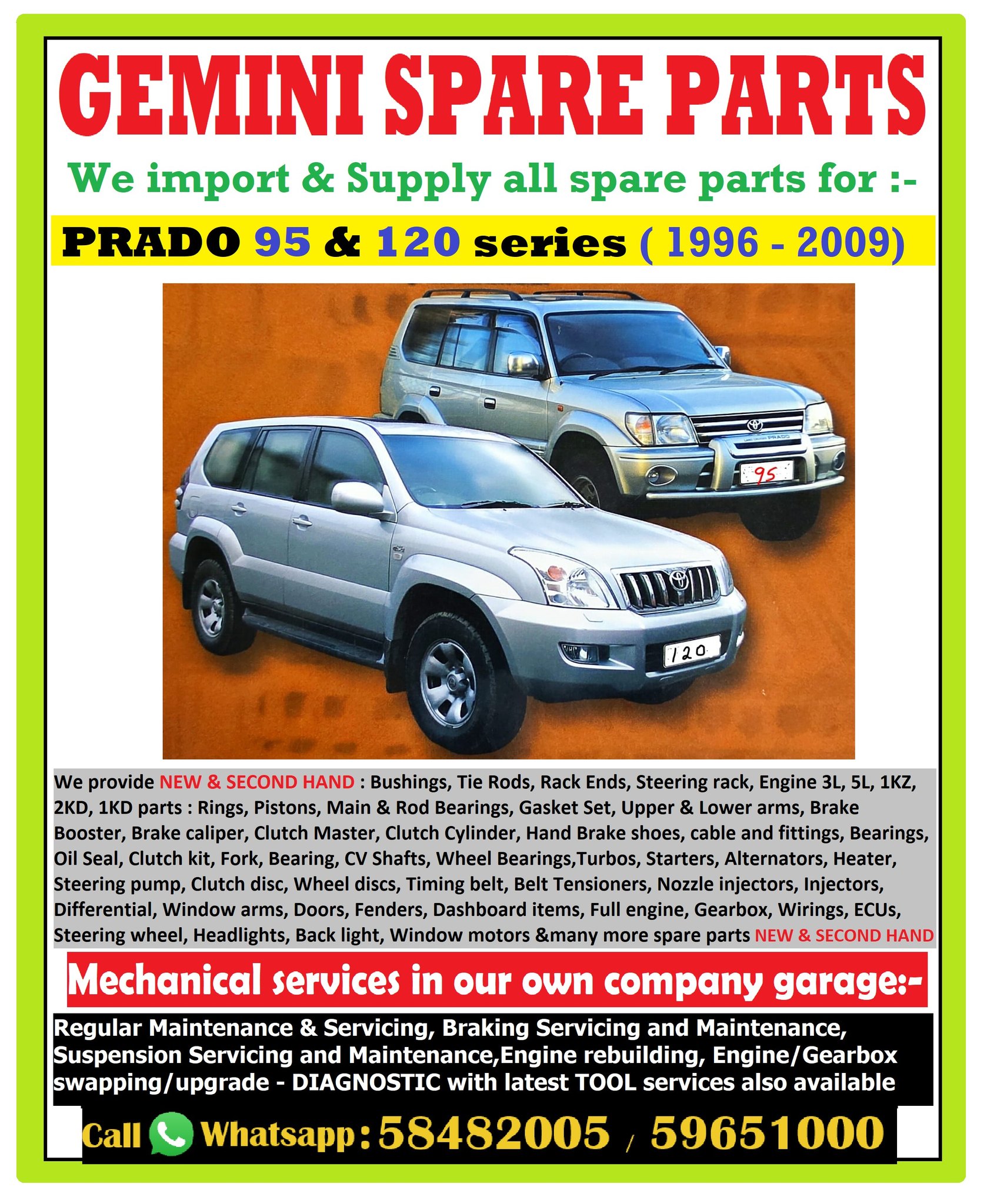 Gemini Spare Parts Hilux Prado Landcruiser Facebook ad: 𝙂𝙊𝙊𝘿 𝙉𝙀𝙒𝙎 𝙁𝙊𝙍 𝙋𝙍𝘼𝘿𝙊 95/120 𝙊𝙒𝙉𝙀𝙍