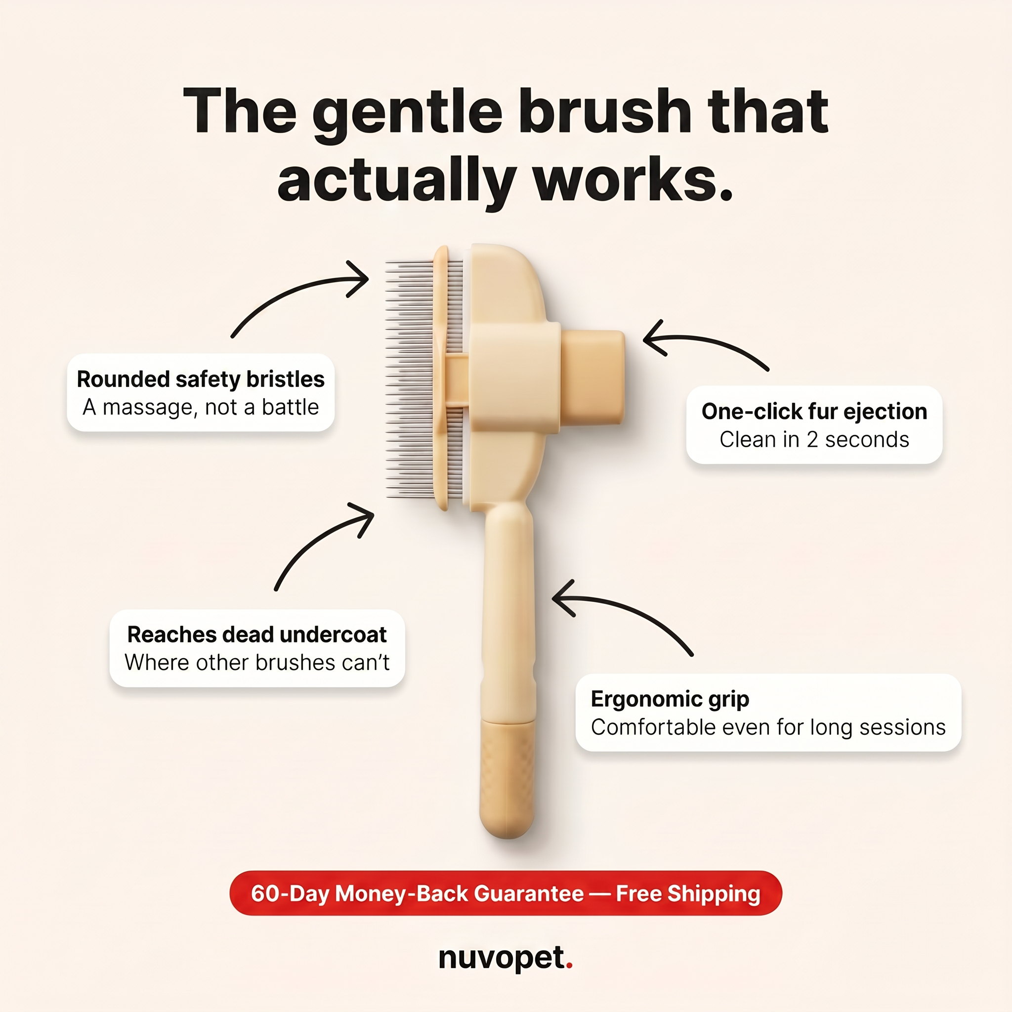 Nuvopet Facebook ad: Quebec's #1 cat brush. Now your cat's favourite moment.