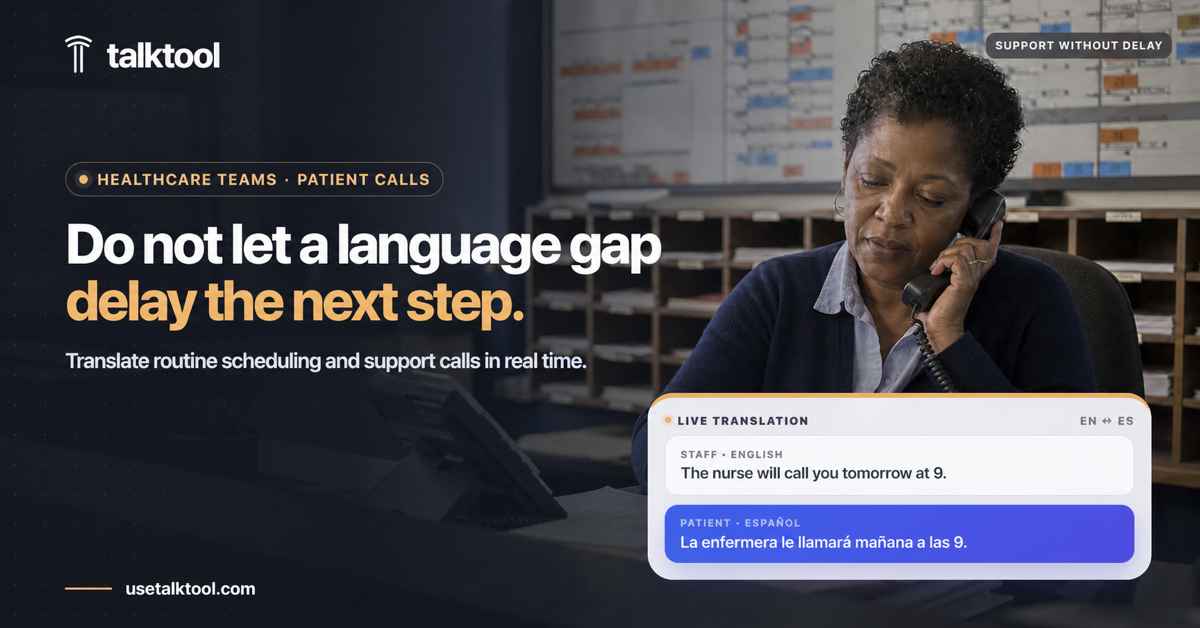 TalkTool - Real-Time Call Translations Facebook ad: AI Phone Call Translation for Businesses | TalkTool