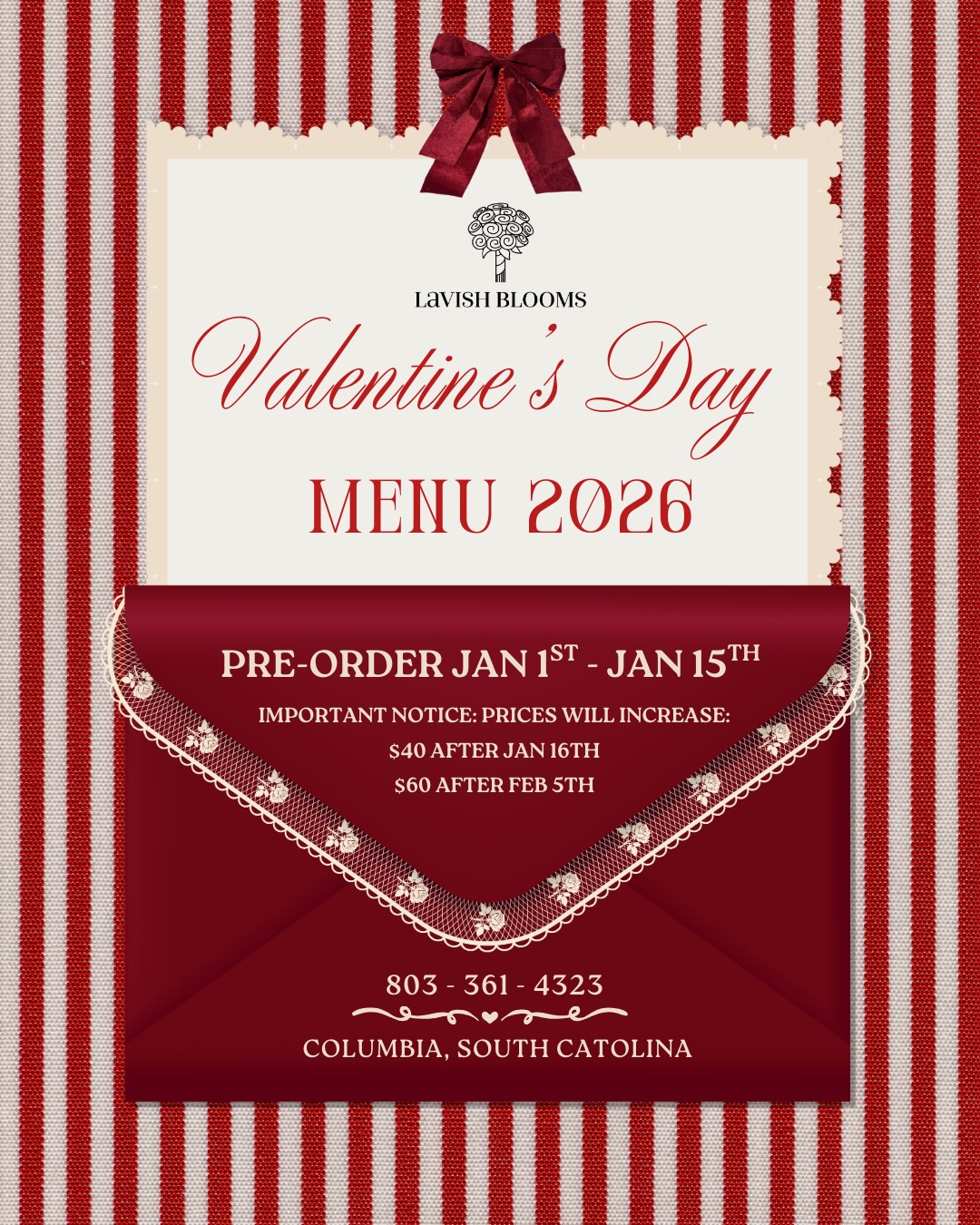 Lavish Blooms Facebook ad: LOVE IS IN THE AIR.