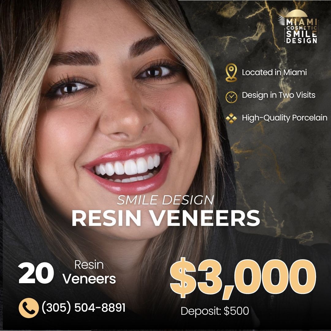 Miami Smile Design Facebook ad: Special! Resin Veneers at $3,500!