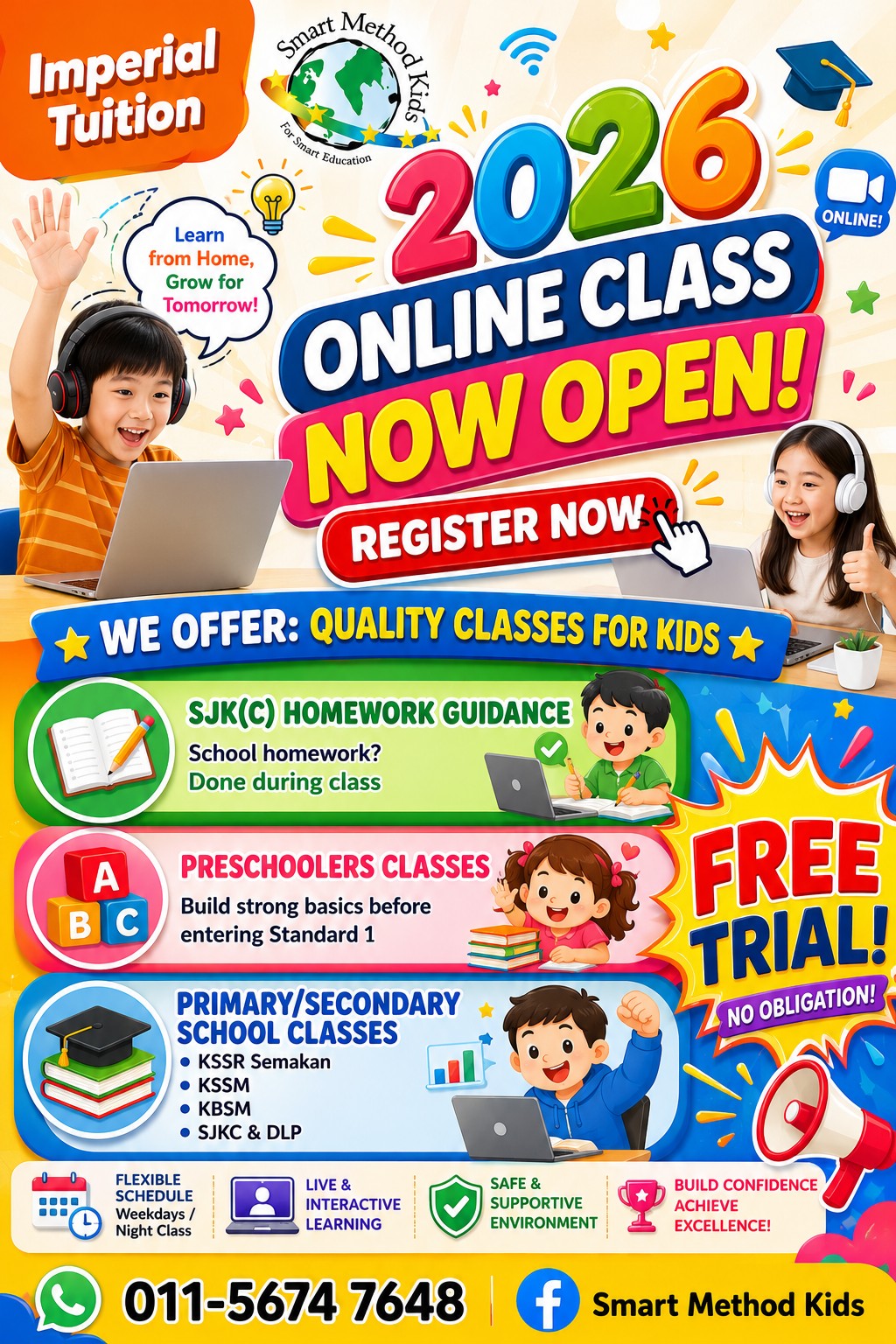 Smart Method Kids Facebook ad: ONLINE TUITION REGISTRATION OPEN!