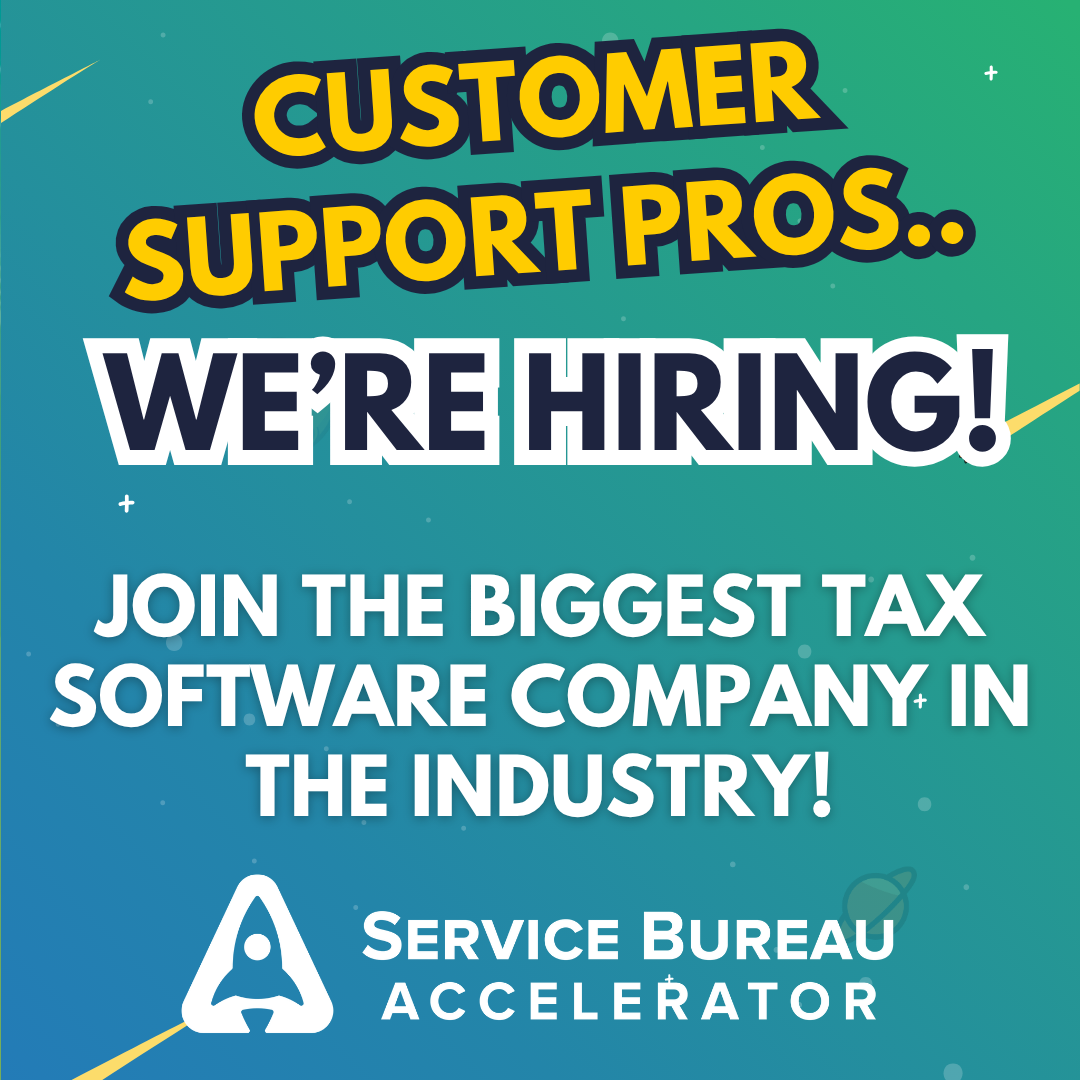 Service Bureau Accelerator Facebook ad: Now Hiring: Customer Support Pros