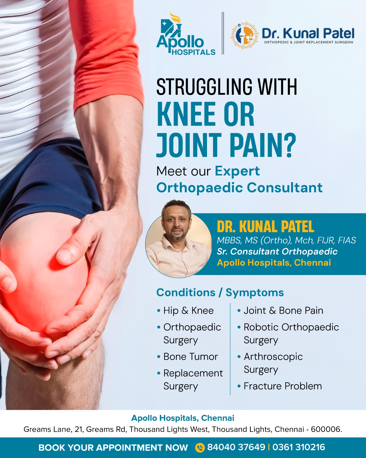 Dr.Kunal Patel's Facebook ad: Don’t Ignore Knee Pain