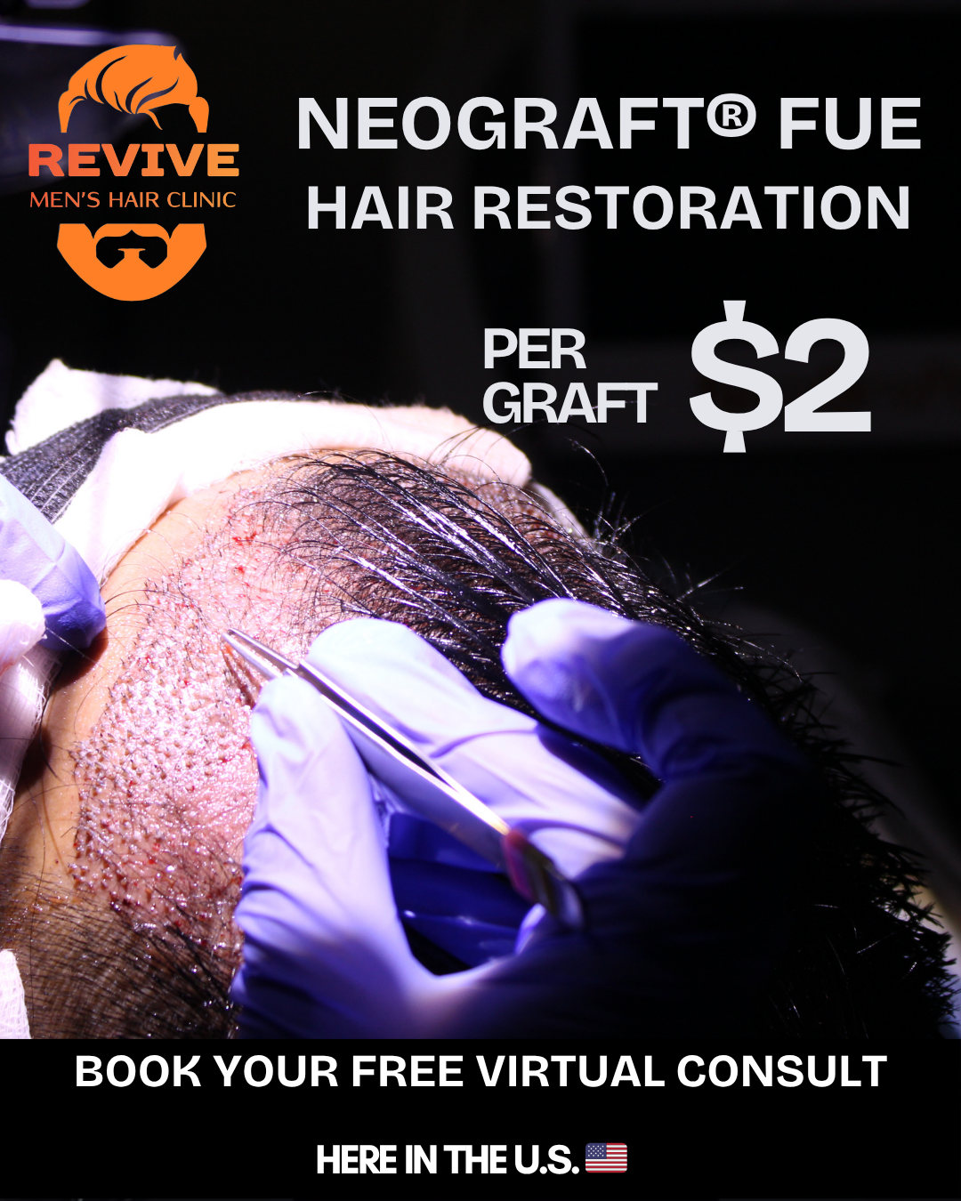 Revive Men's Hair Clinic Facebook ad