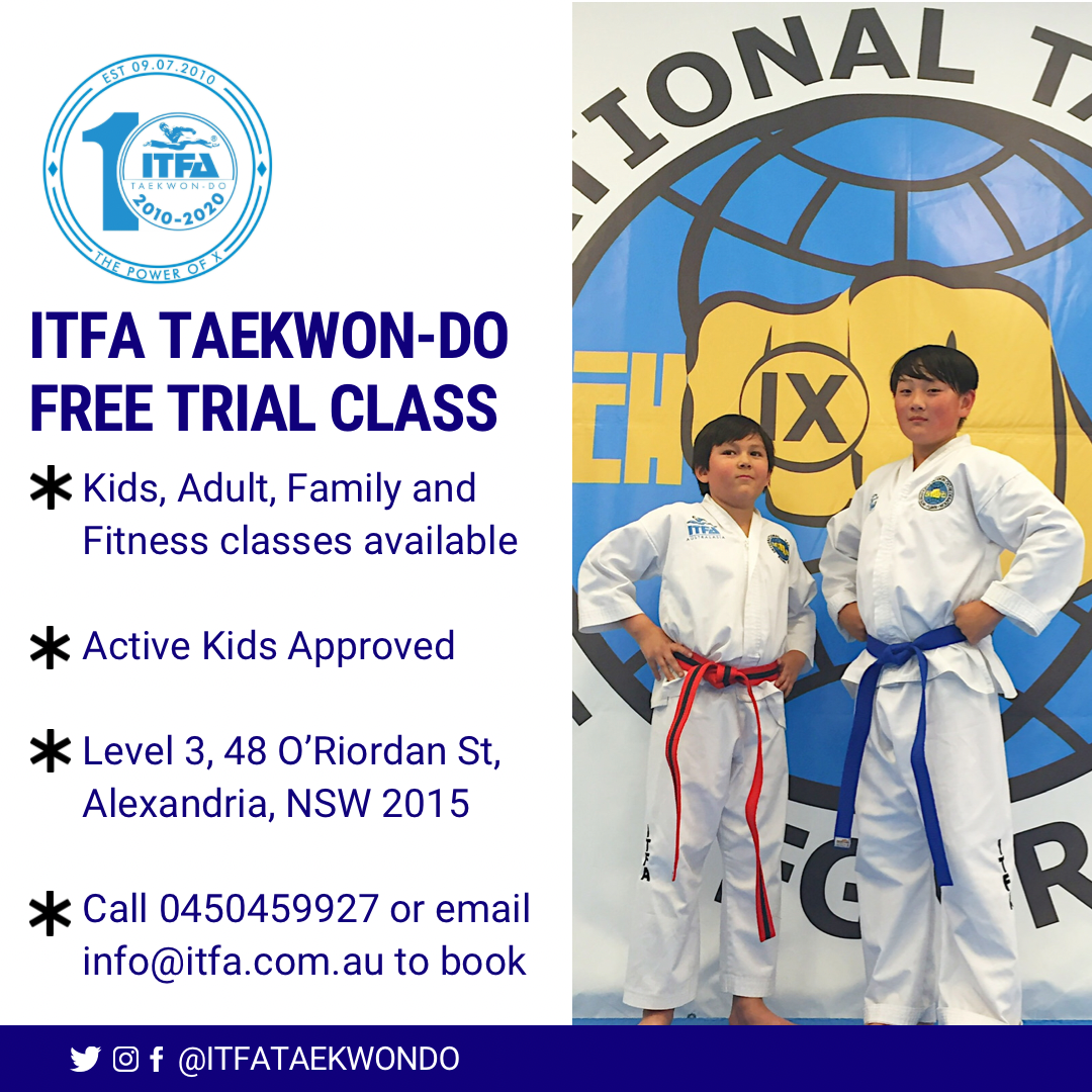 ITFA Taekwon-Do Headquarters Facebook ad: FREE TRIAL CLASS!