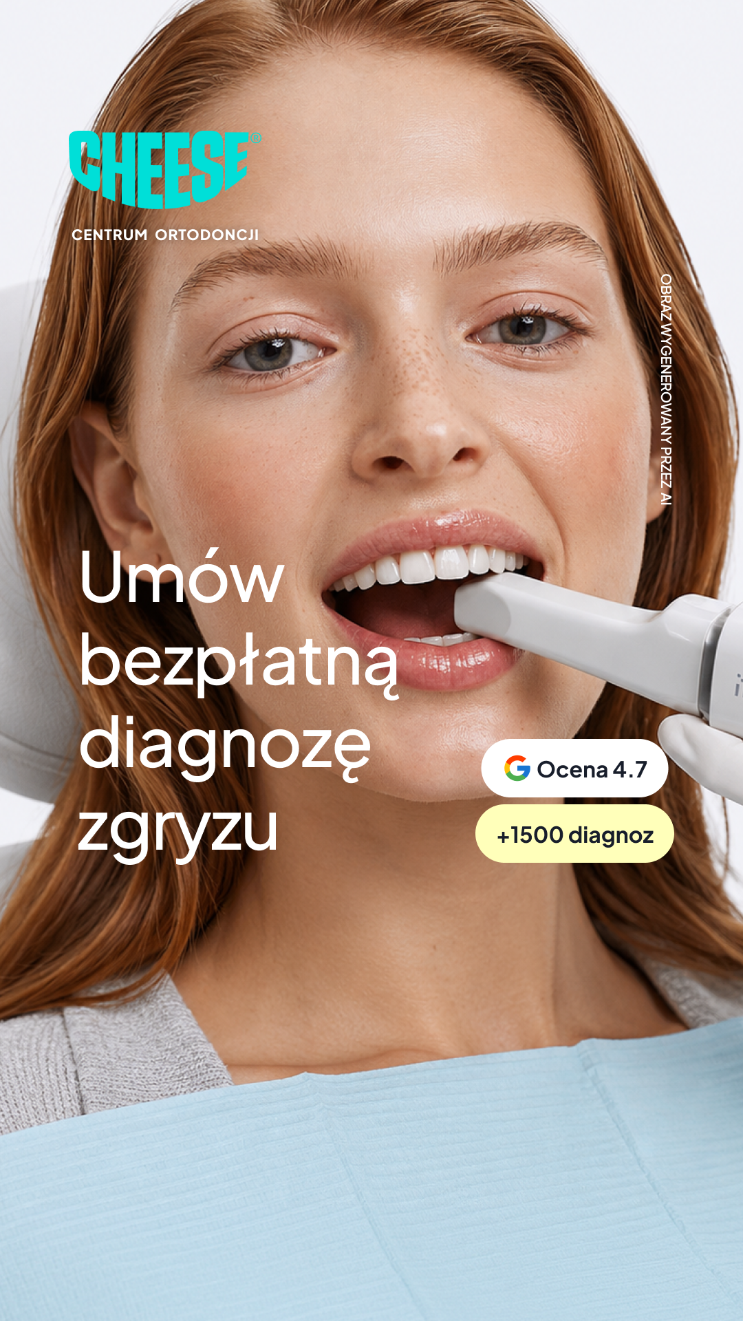 Cheese Ortodoncja Przyszłości Facebook ad: Nakładki ortodontyczne na zęby