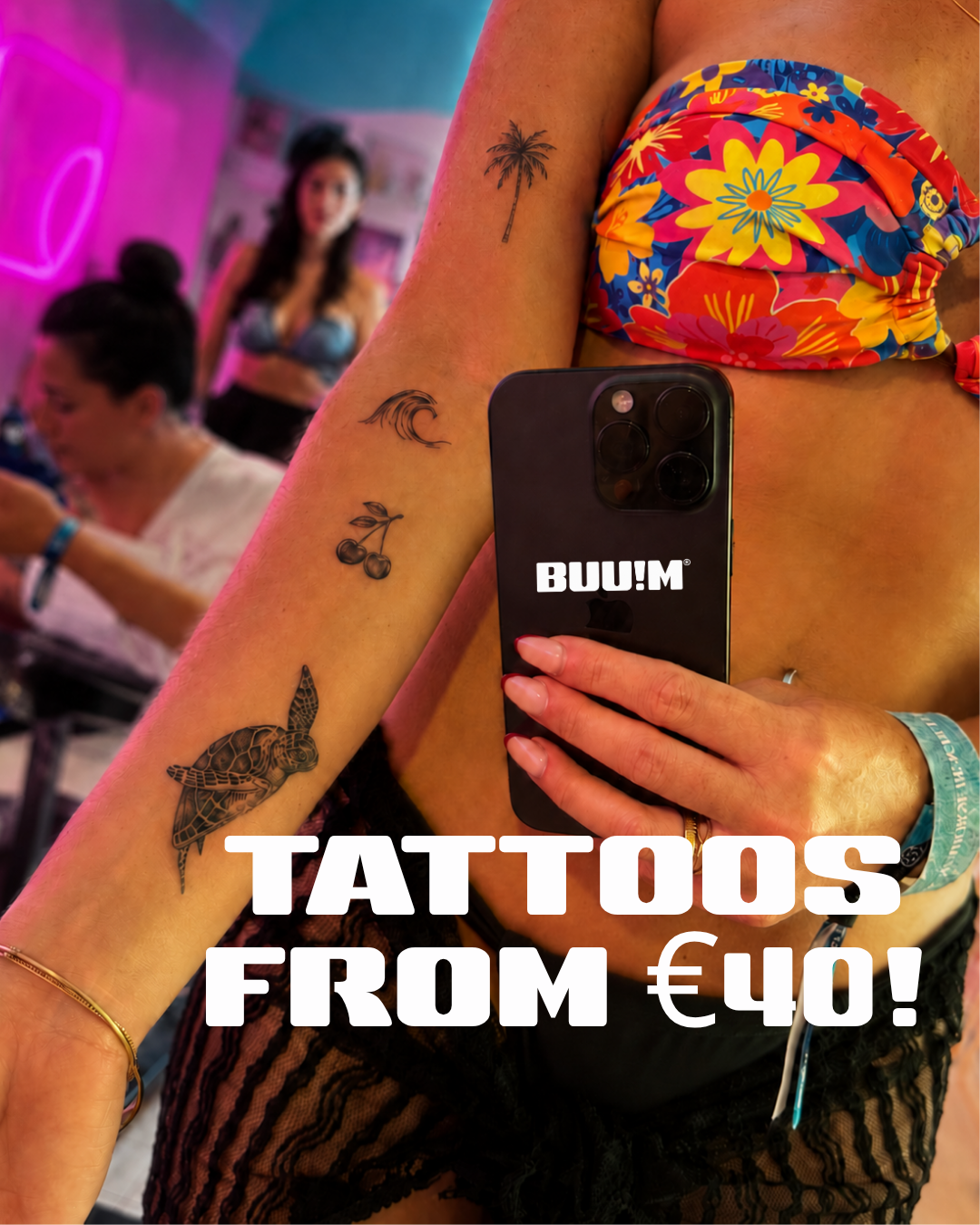 Buum Tattoo Ibiza Facebook ad: TATTOO FROM €40!