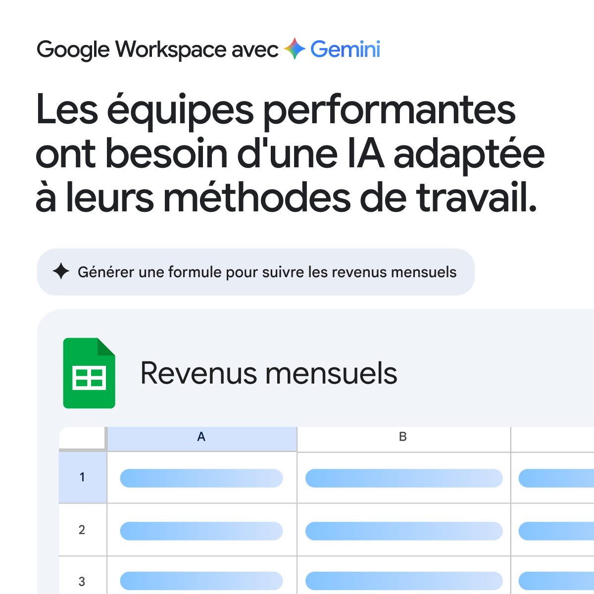 Google Workspace Facebook ad: Un seul abonnement, le plein de possibilités.