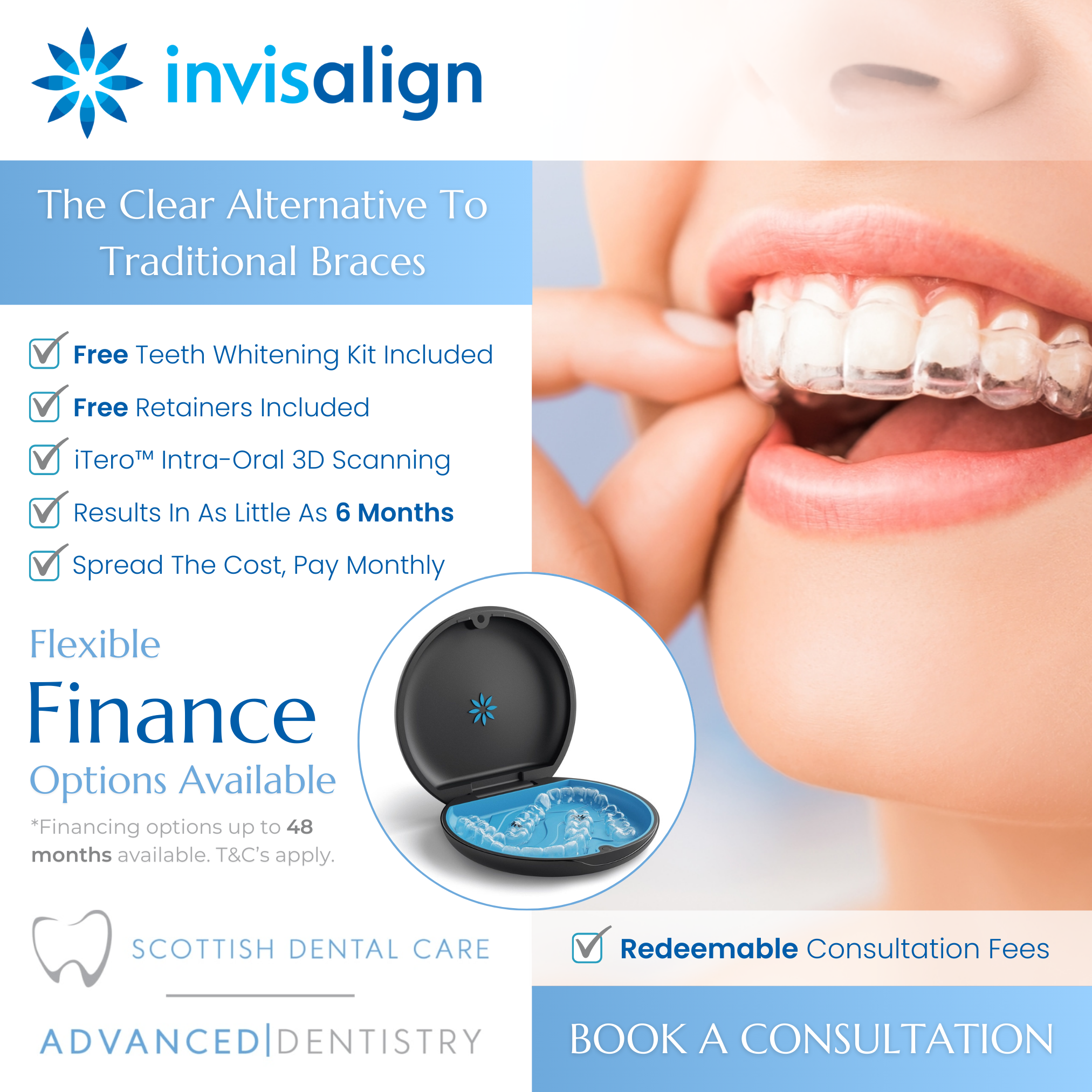 Scottish Dental Care Facebook ad: Start Your Invisalign Journey Today