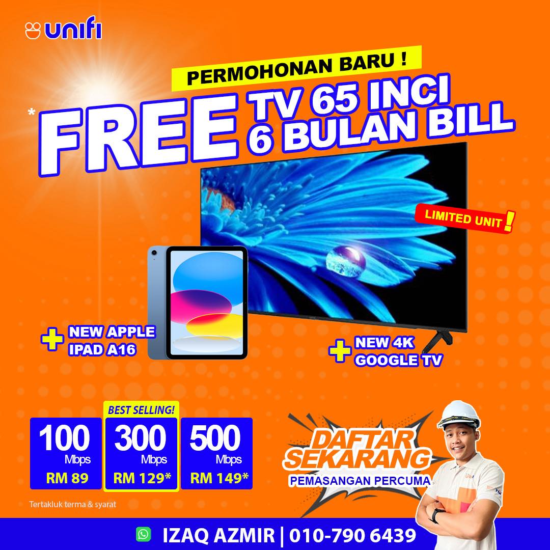IZAQ AZMIR-Unifi & Maxis Fibre Authorized Seller Facebook ad: UNIFI PROMOSI TERKINI