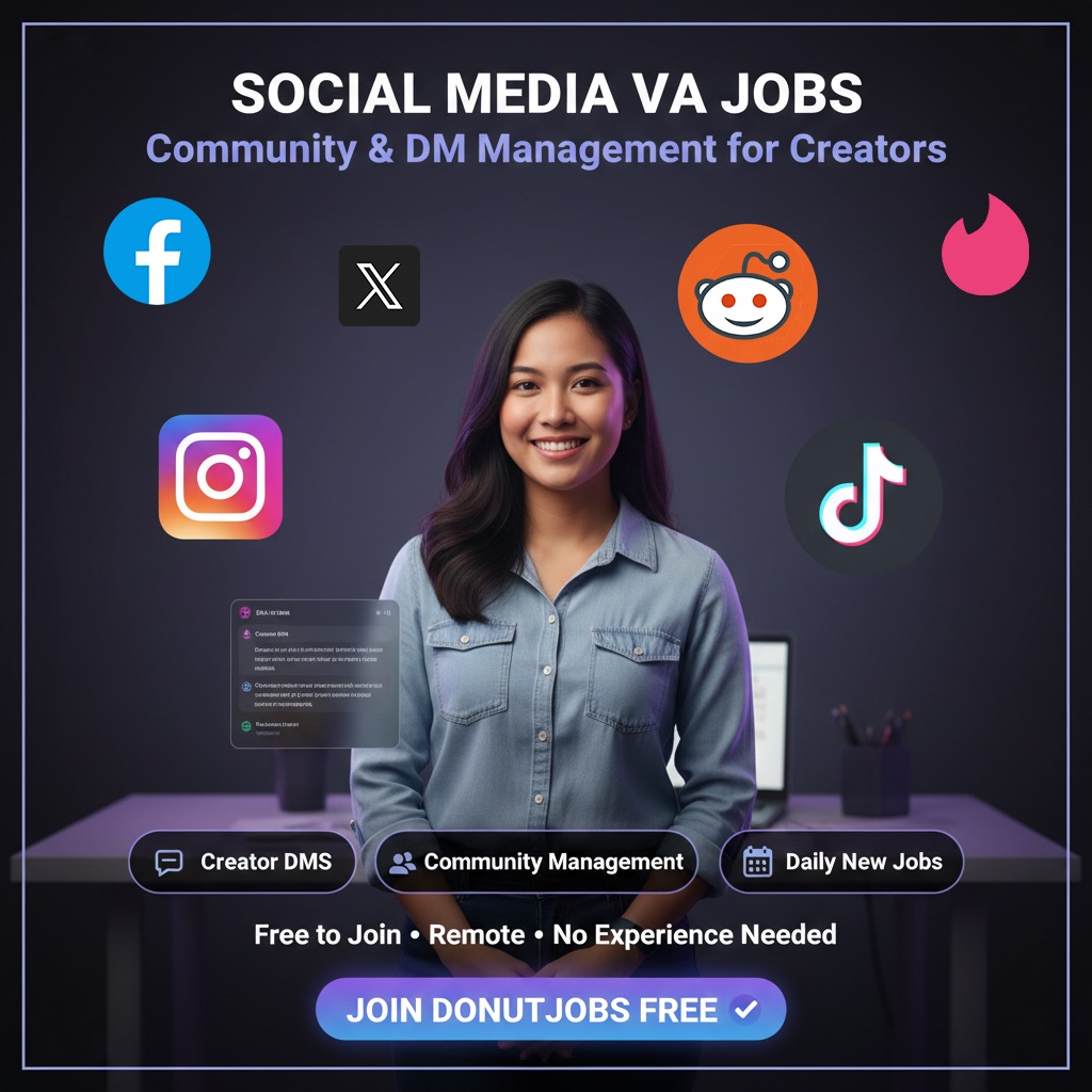 Remote Jobs Daily Facebook ad: Social Media VA Jobs for Creators