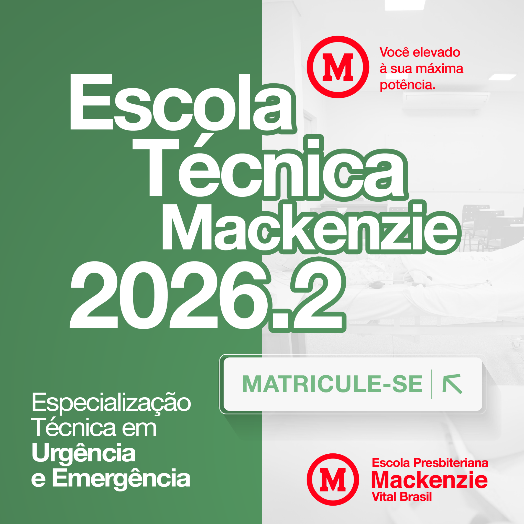 Mackenzie 1870 Facebook ad: Pós Técnica em Urgência e Emergência