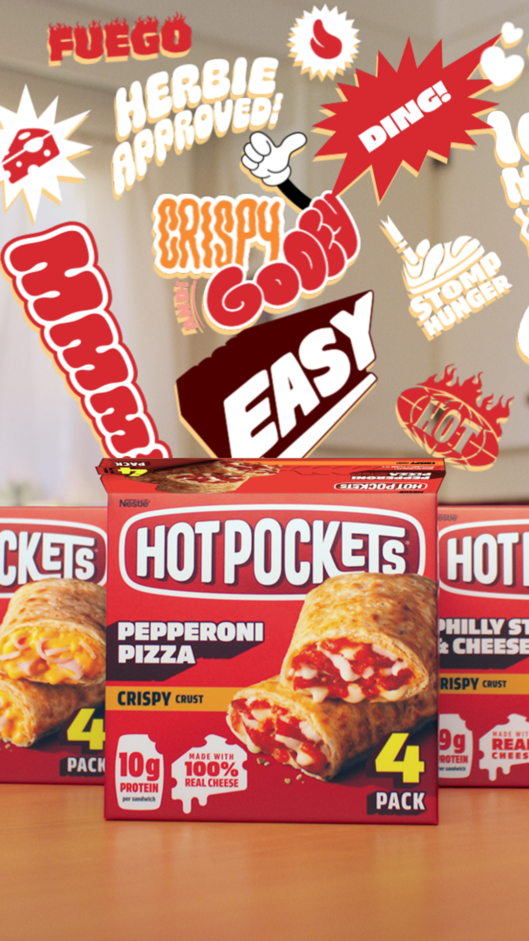 Hot Pockets Facebook ad from Jan 12, 2026