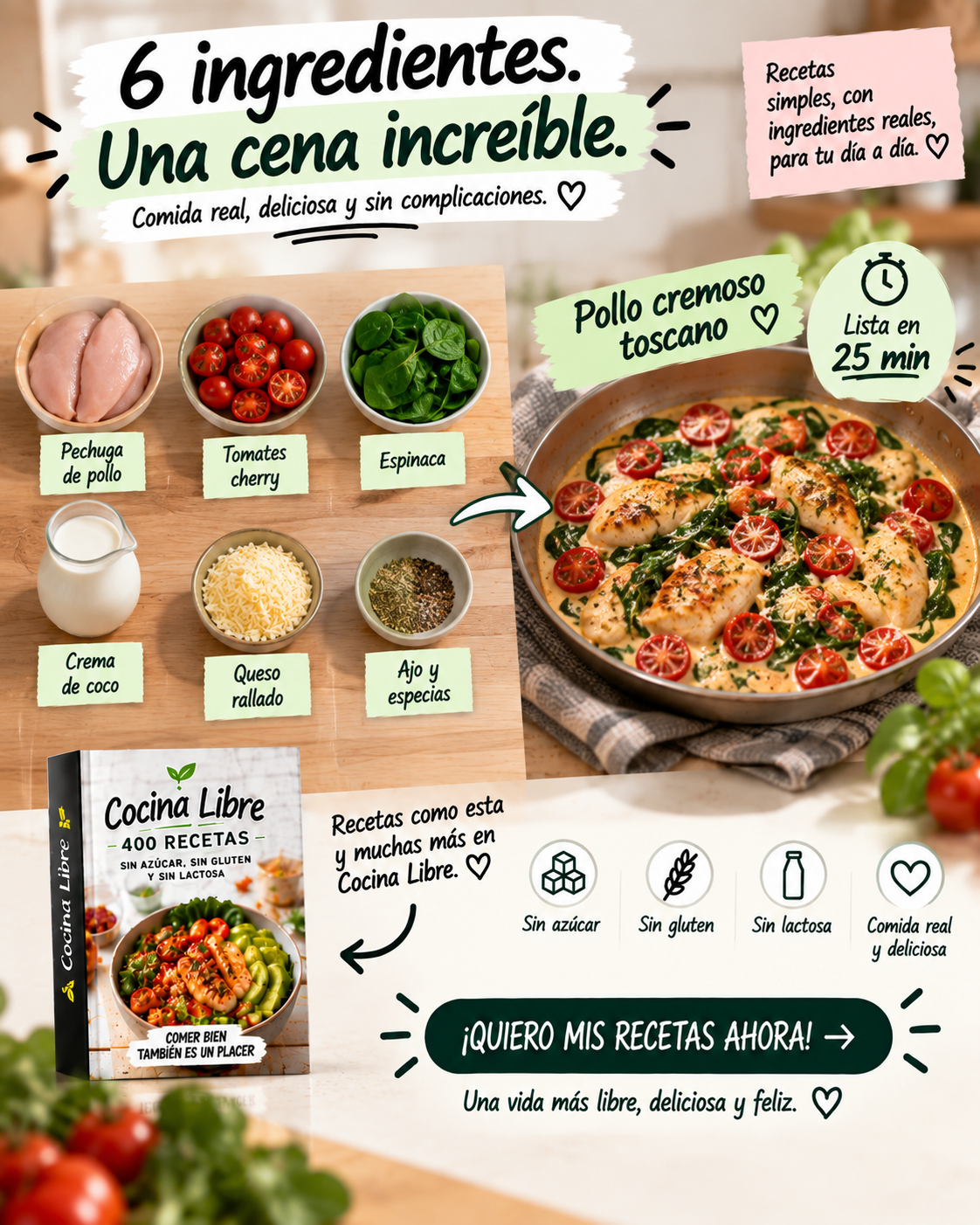 Olivia Wilson Facebook ad: 8 GUÍAS GRATIS · 50% DE DESCUENTO
