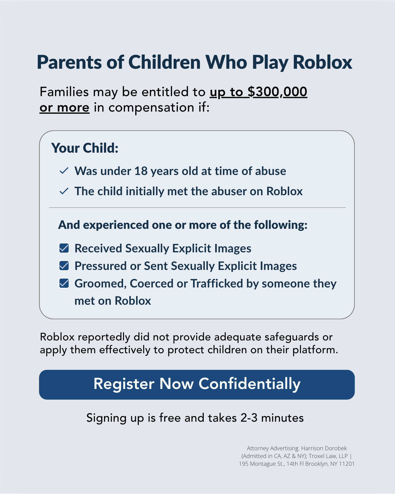Parents Filing Video Game Claims Facebook ad