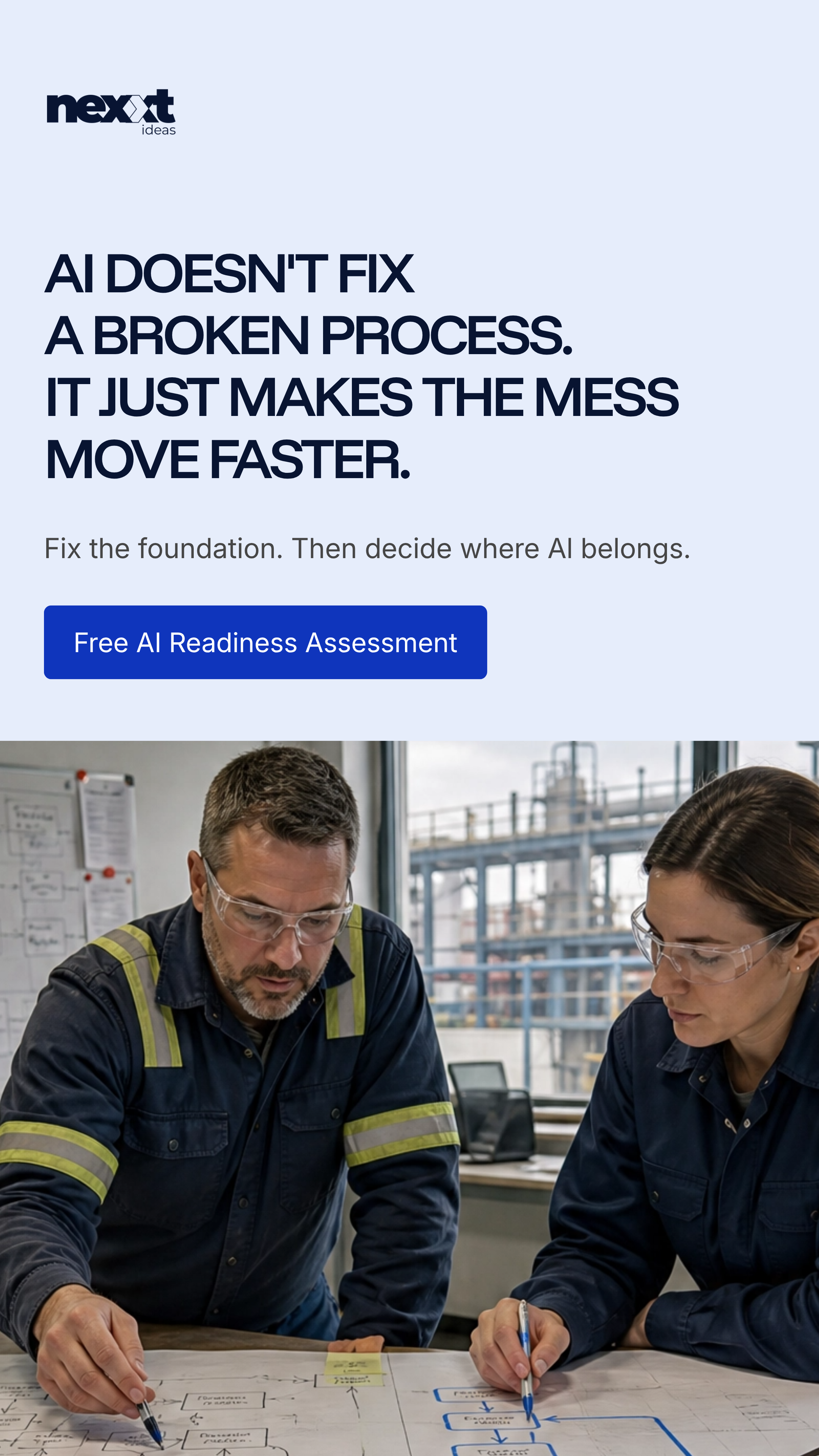 Nexxt Ideas Facebook ad: No AI hype. Fewer manual steps.