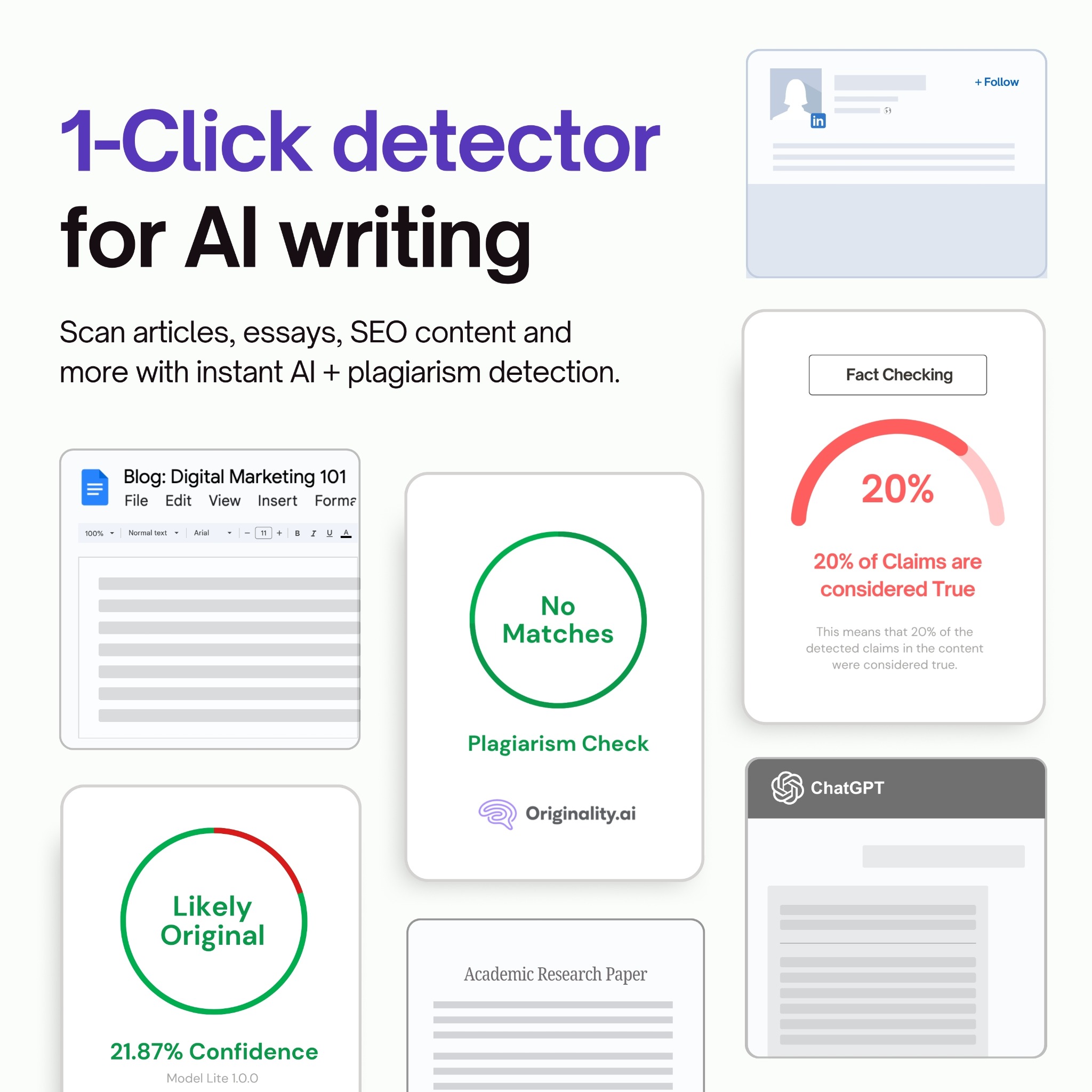 Originality.AI - AI Detection and Plagiarism Checking Facebook ad