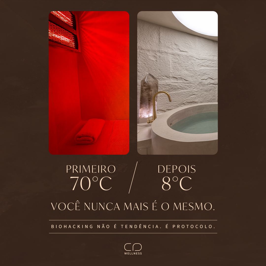 CD Wellness Facebook ad: Contrast. Calor que ativa. Frio que regenera.