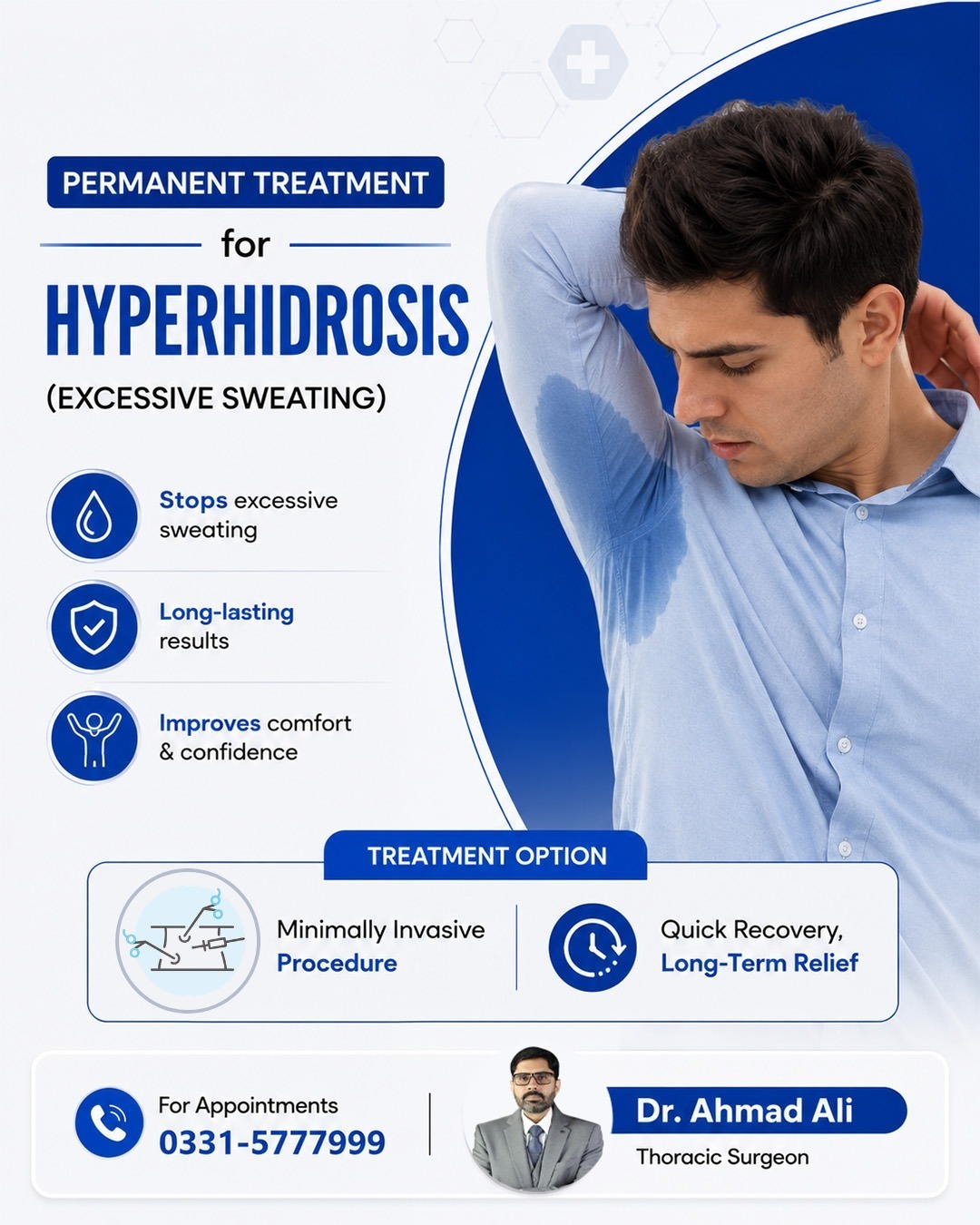 Dr. Ahmad Ali Chest Surgeon Facebook ad: Permanent Treatment for Hyperhidrosis (Excessive Sweating)