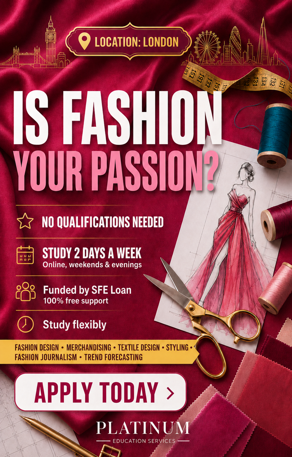 Platinum Services Facebook ad: STUDY FASHION IN LONDON!