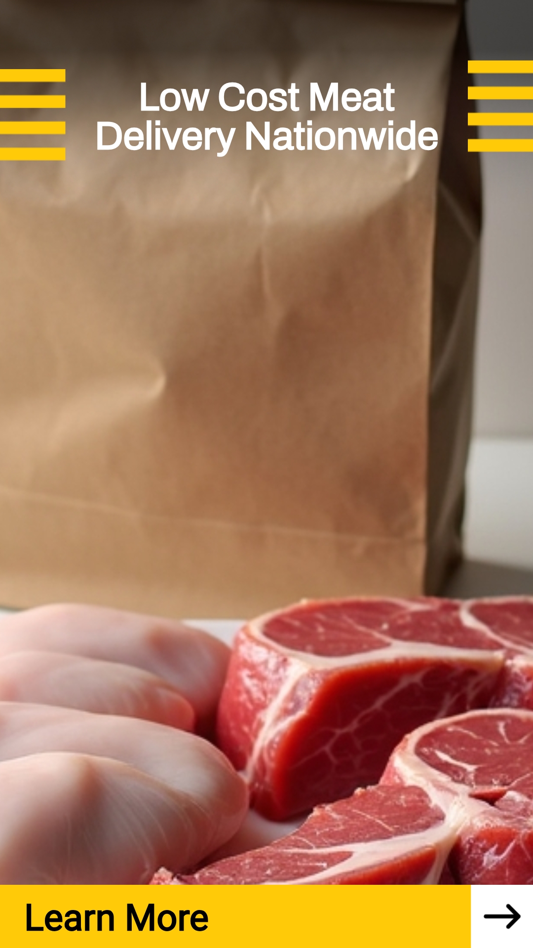 SmartSearches Alignify Facebook ad: Low Cost Meat Delivery Nationwide.