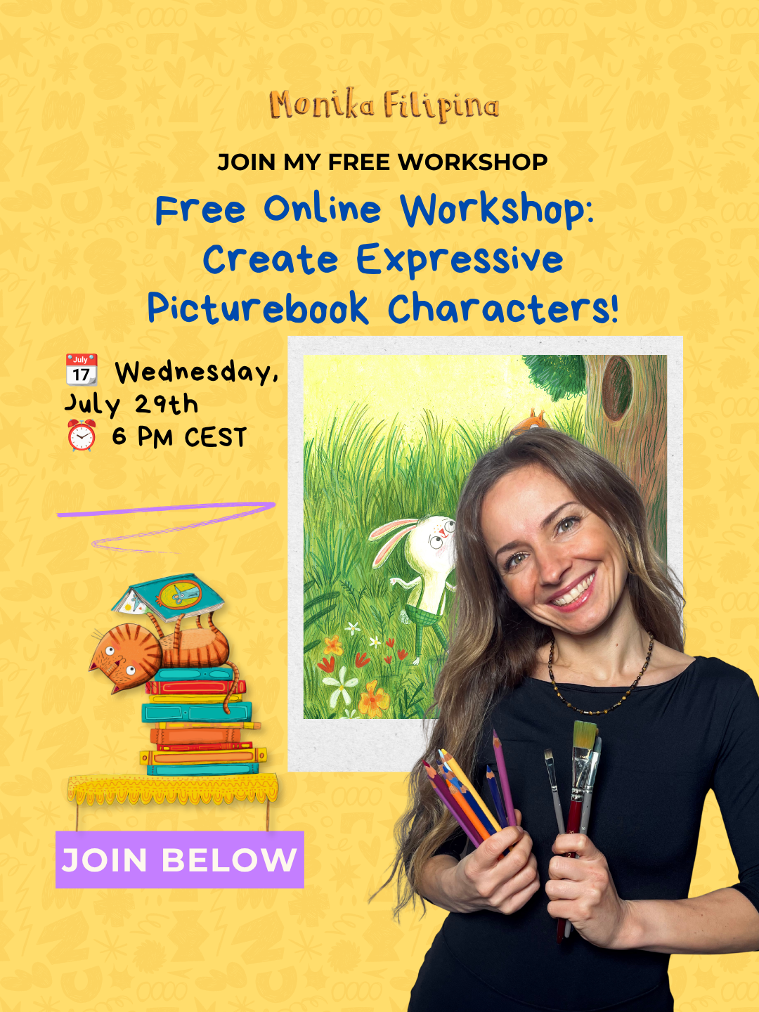 Monika Filipina Illustration Facebook ad: Join My Free Workshop