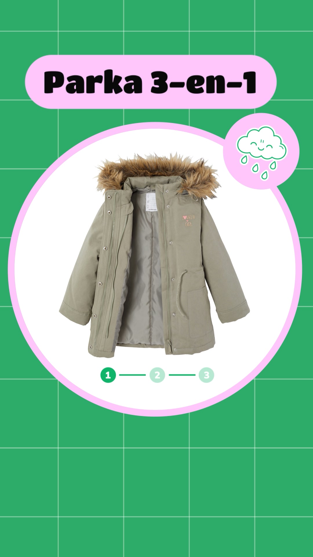 vertbaudet Facebook ad: Parka 3 en 1
