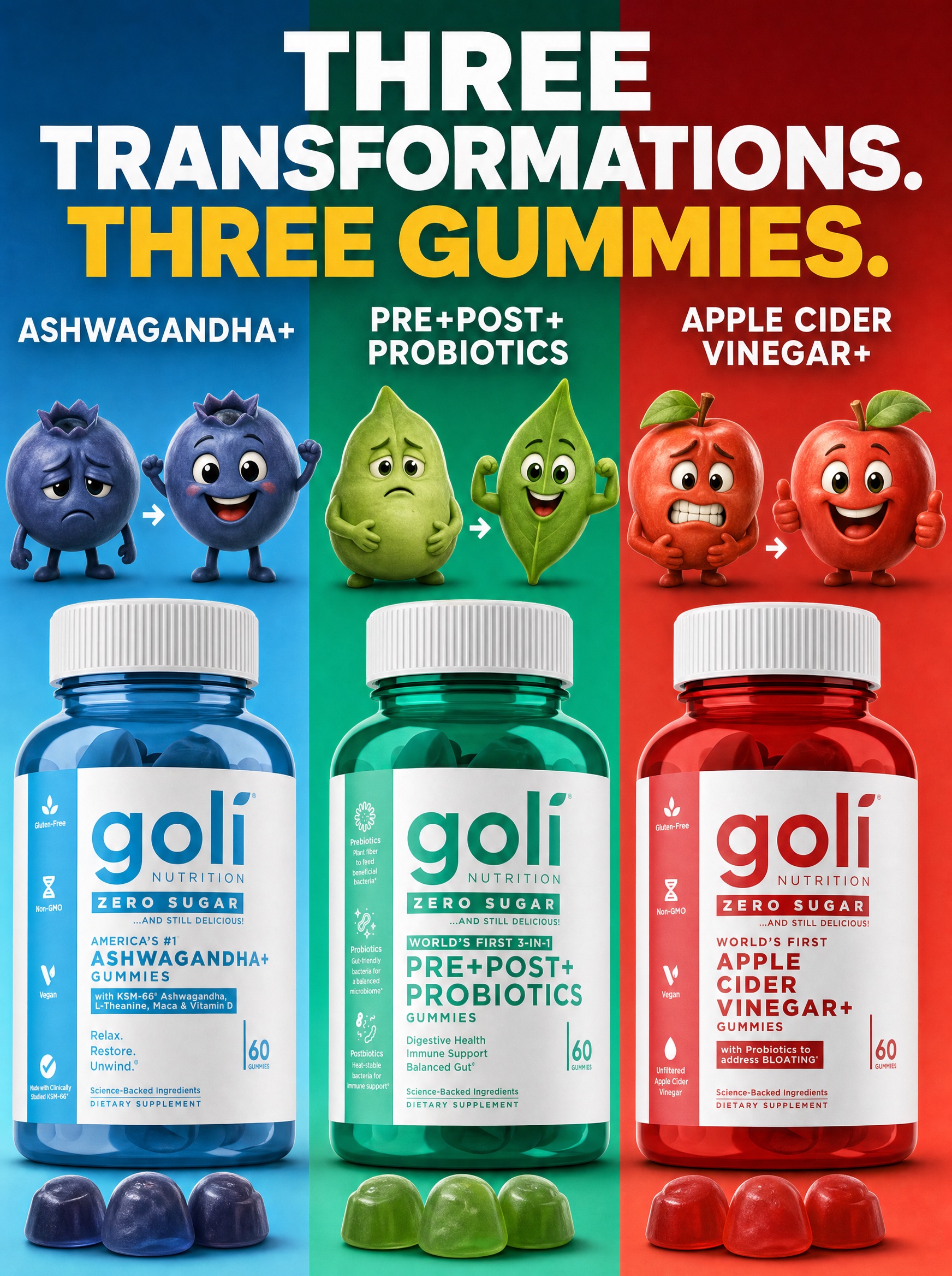 Goli Facebook ad: OVER 60% OFF + 100% FREE Shipping