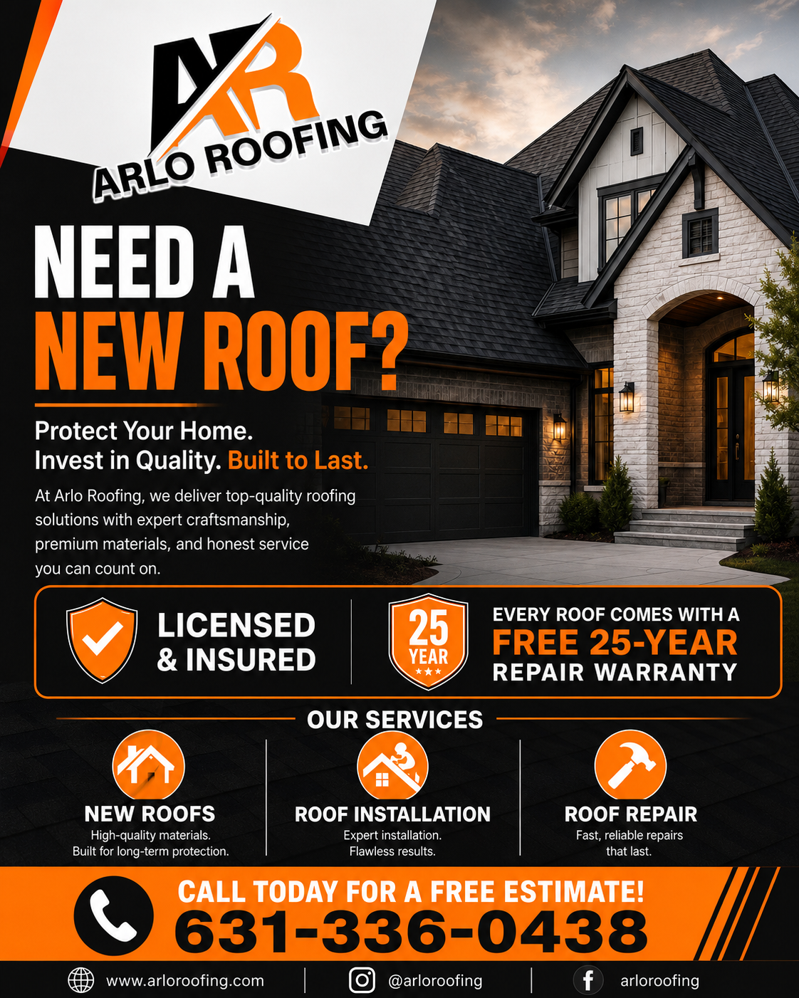 Arlo Roofing Facebook ad