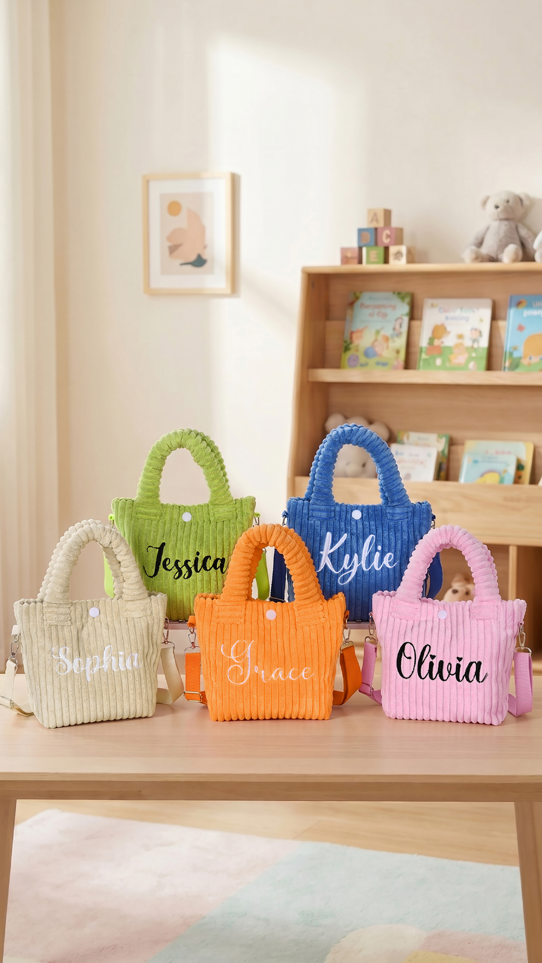 Insgifts Facebook ad: Personalized Embroidered Name Kid Corduroy Bag, Cute…