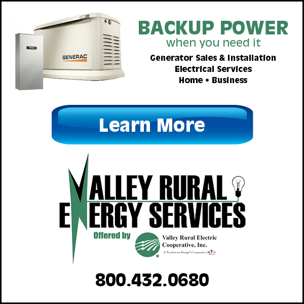 Valley Rural Electric Cooperative Facebook ad: Backup Power When You Need It