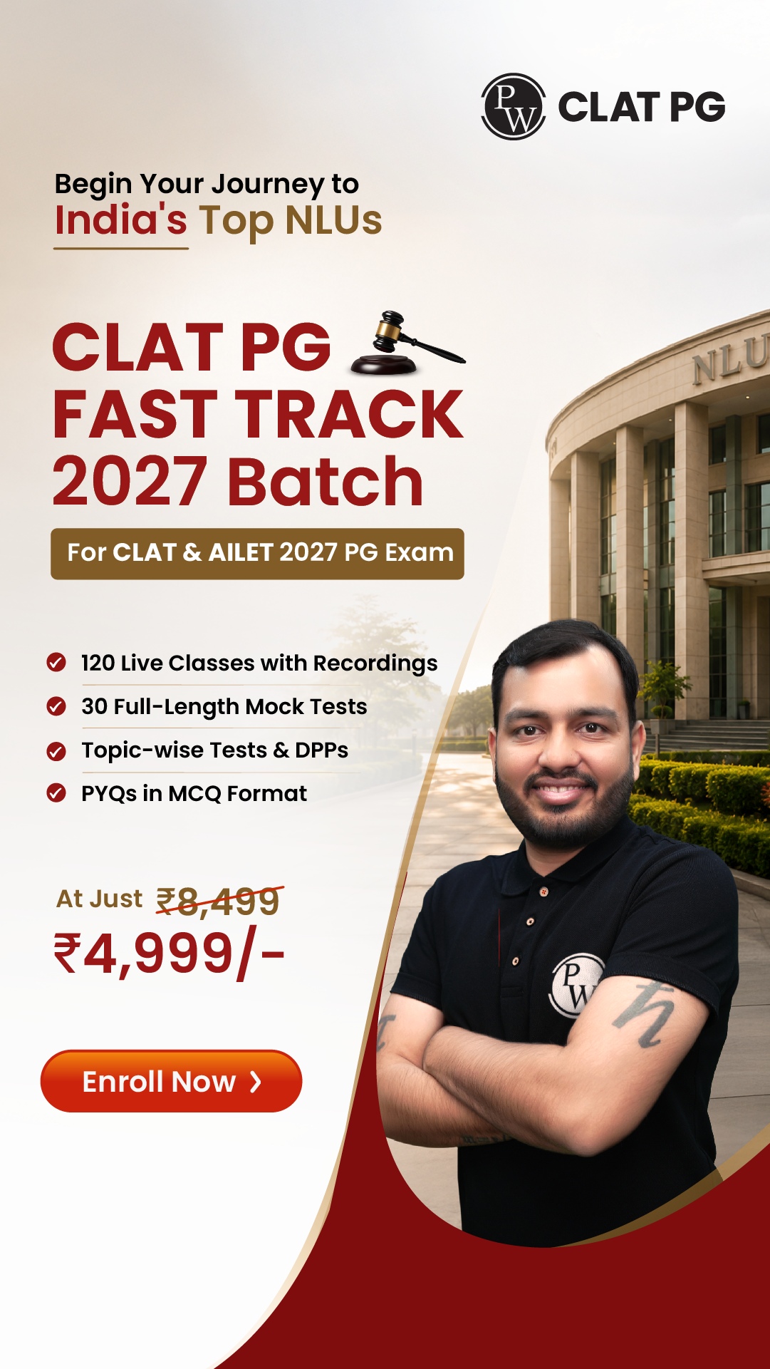 PW CLAT PG Facebook ad: Crack CLAT PG 2027 with PW