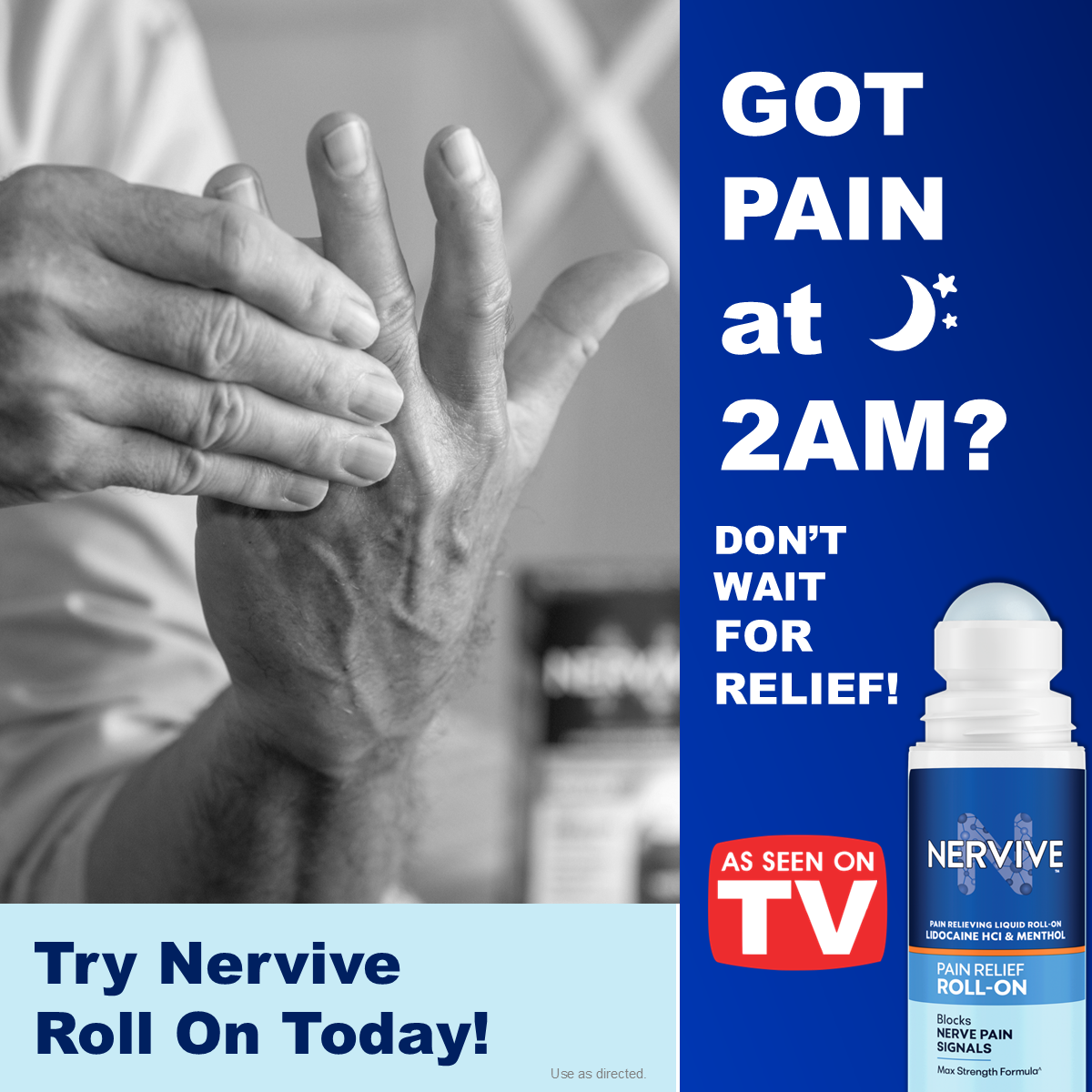 Nervive Facebook ad: NERVIVE PAIN RELIEF ROLL ON