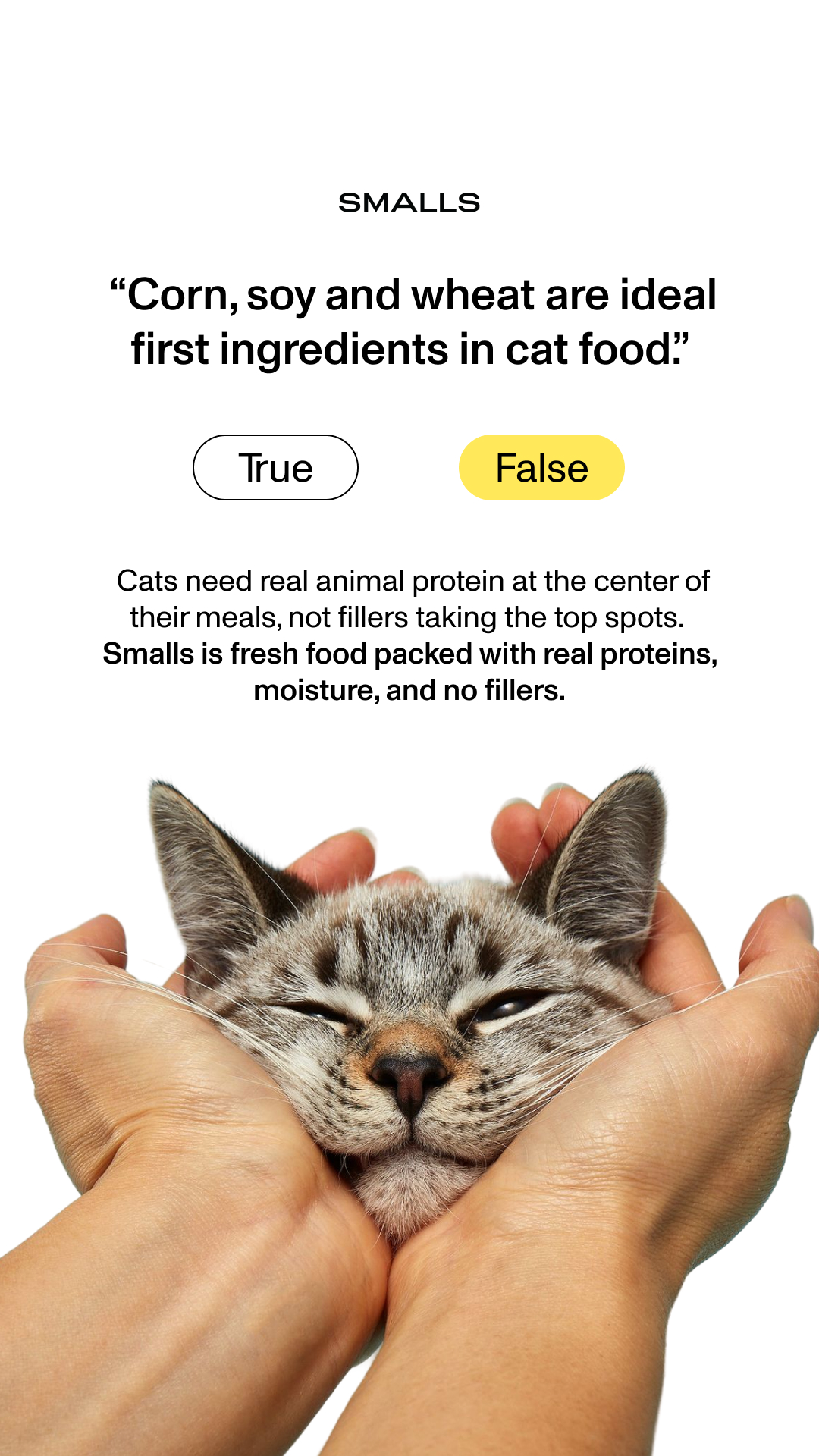 Smalls Facebook ad: Human-Grade Fresh Cat Food