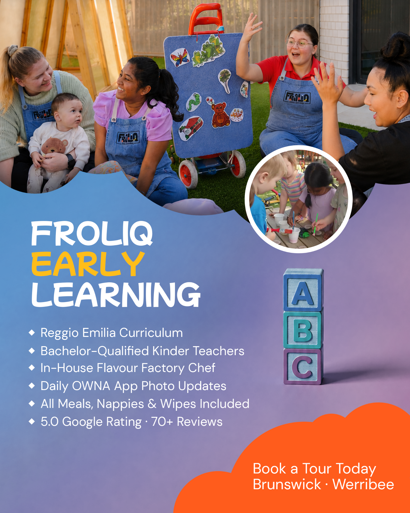 Froliq Early Learning Facebook ad: What Reggio looks like at 10am