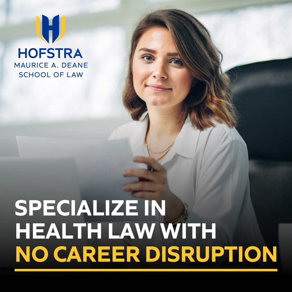 Hofstra Law Facebook ad: Advance your legal career in health law without pausing…