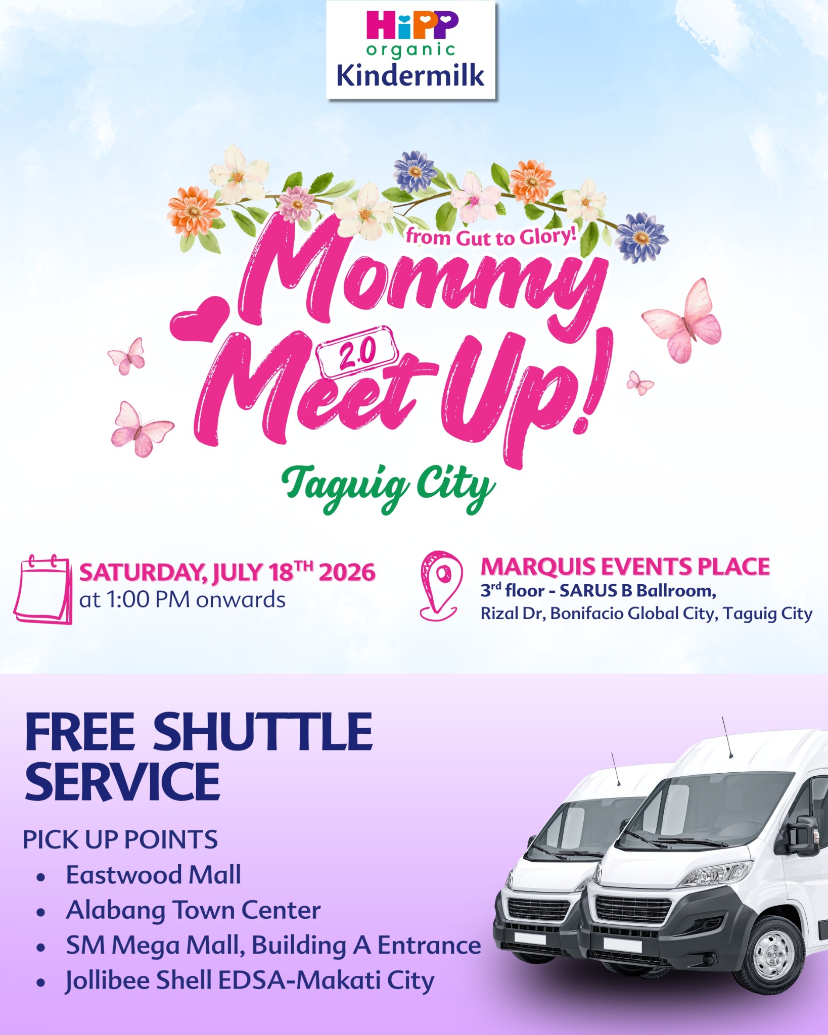 HiPP Organic Kindermilk Philippines Facebook ad: Join HiPP Mommy Meet Up 2.0 for FREE!